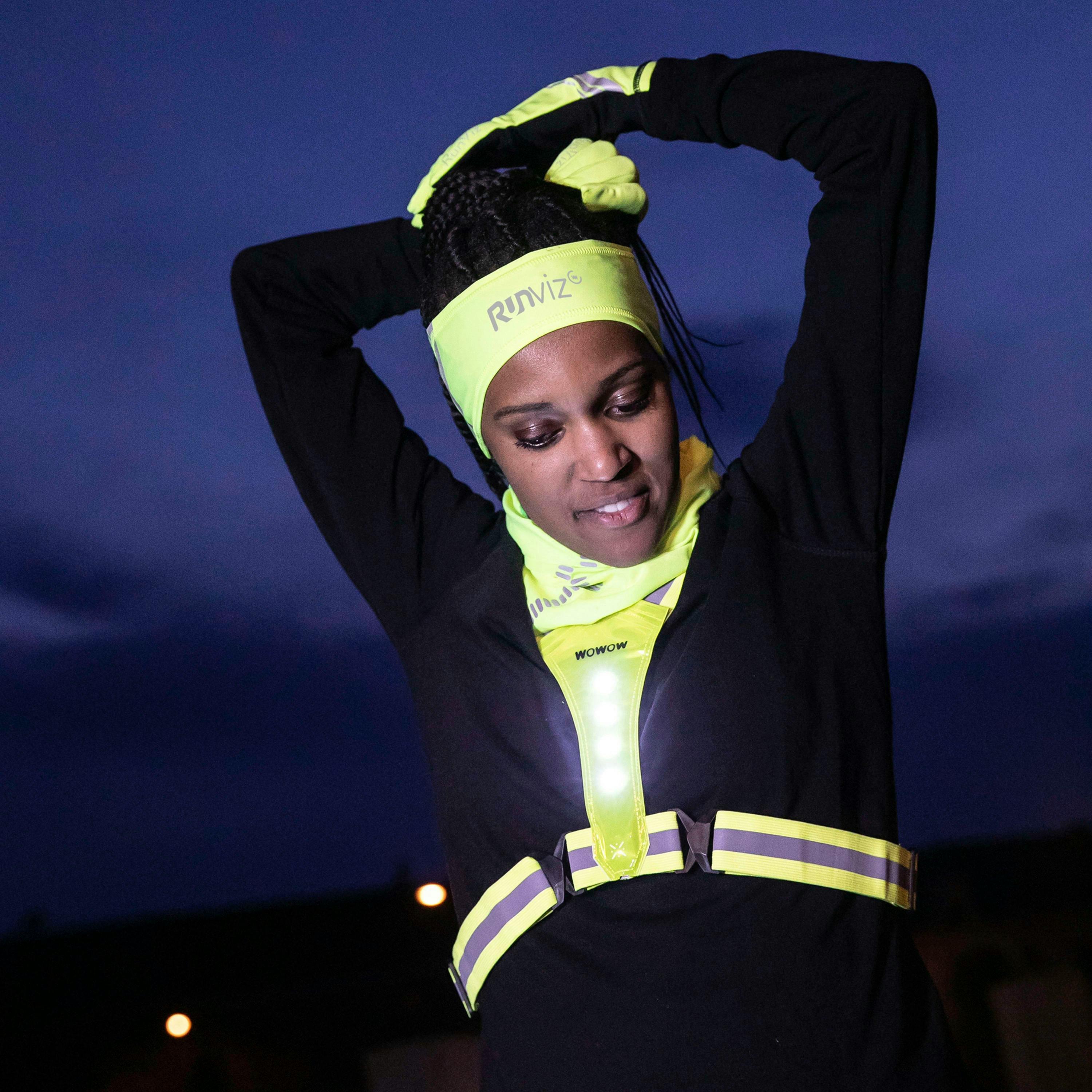 Mens Ladies Moonlight Run Hi Vis Reflective Running Warm Breathable Headband , view 4 of 5