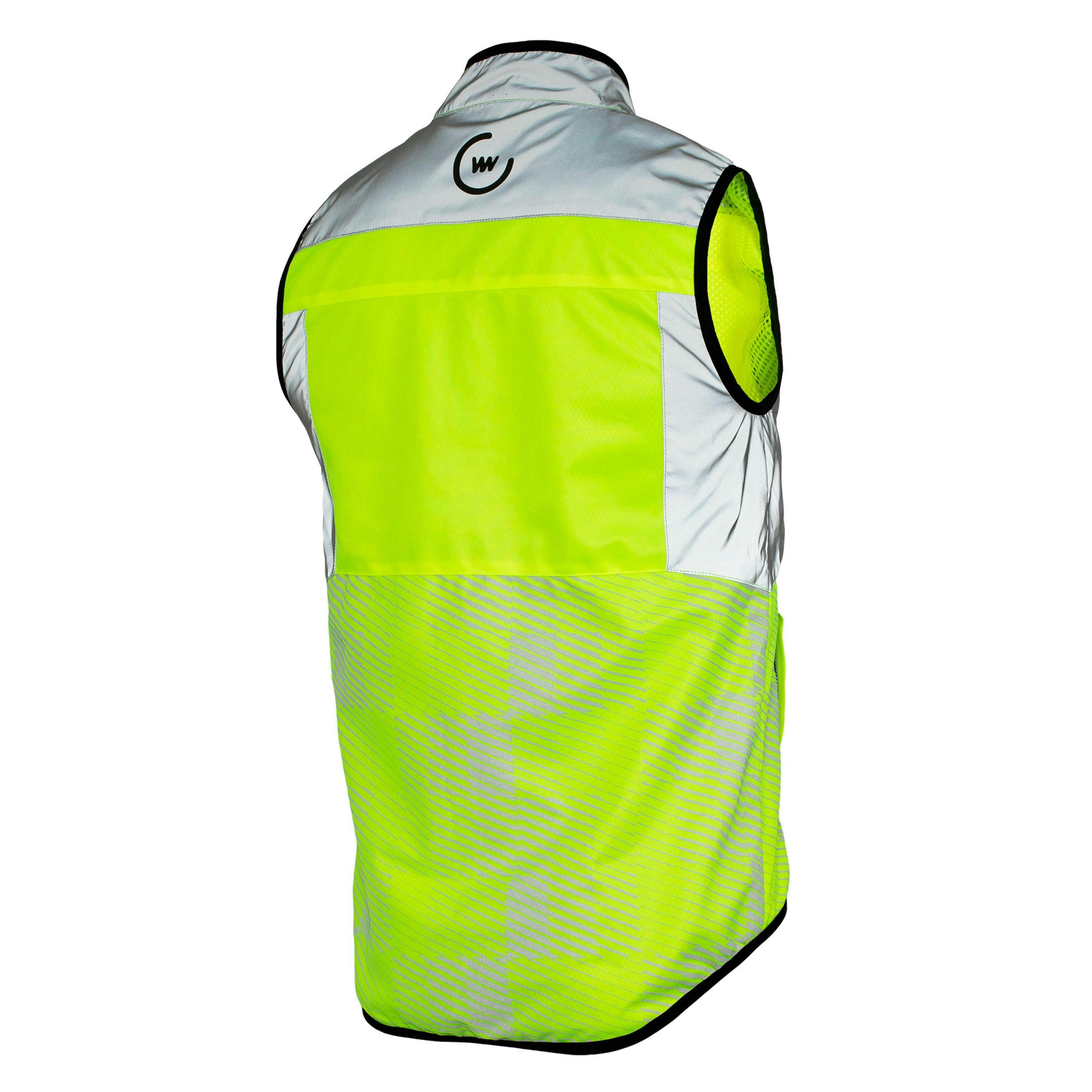 Mens Ladies Yellow Hi Vis Reflective Cycling Vest with Breathable Mesh Lining , view 2 of 5