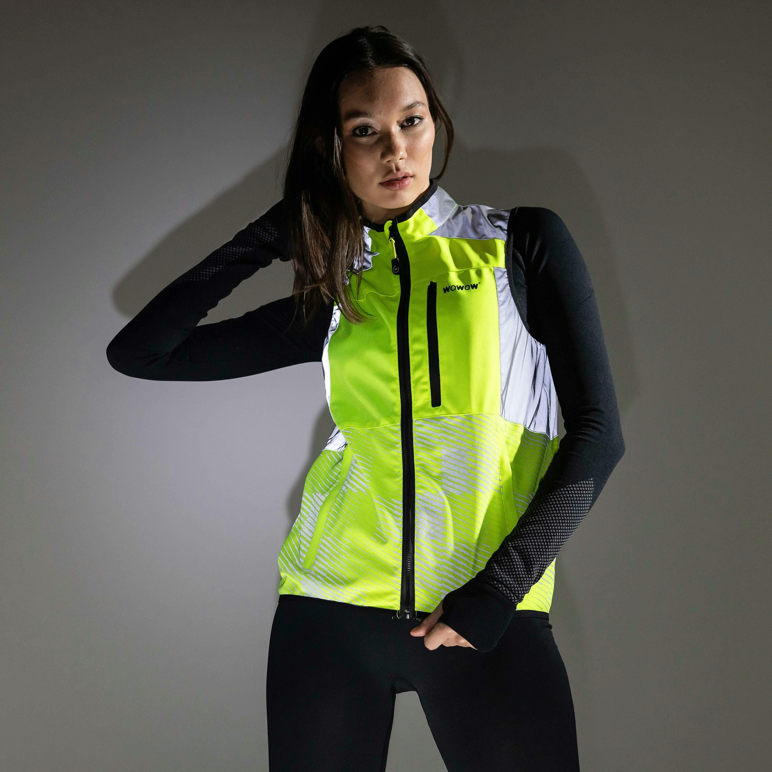 Mens Ladies Yellow Hi Vis Reflective Cycling Vest with Breathable Mesh Lining , view 3 of 5
