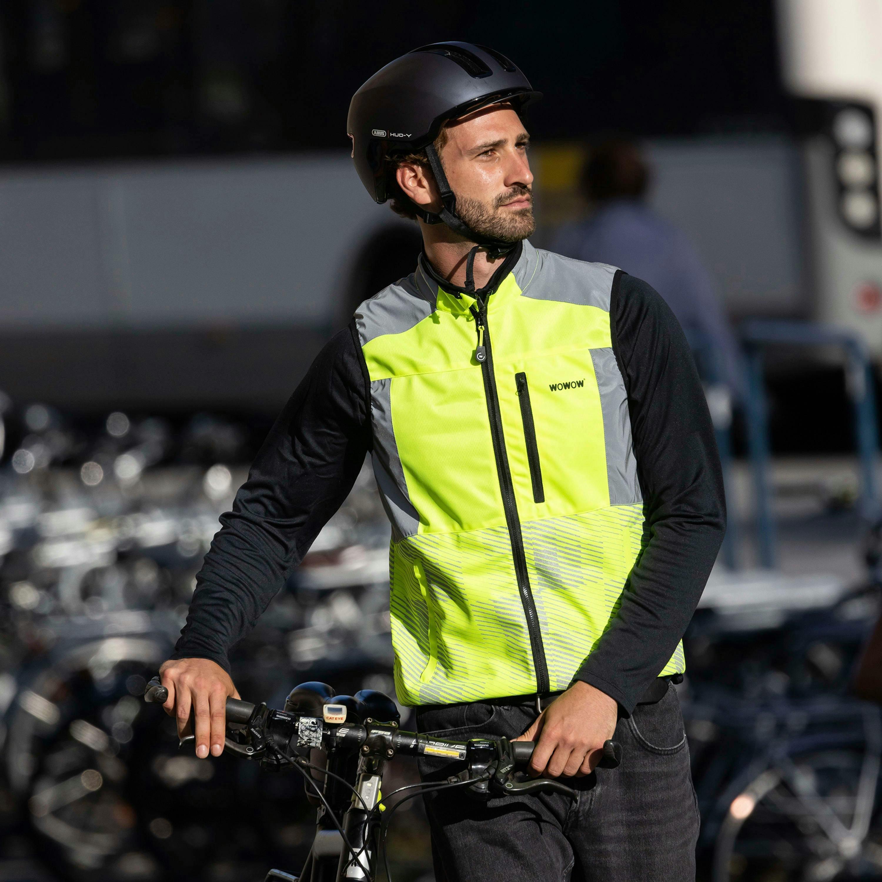 Mens Ladies Yellow Hi Vis Reflective Cycling Vest with Breathable Mesh Lining , view 4 of 5