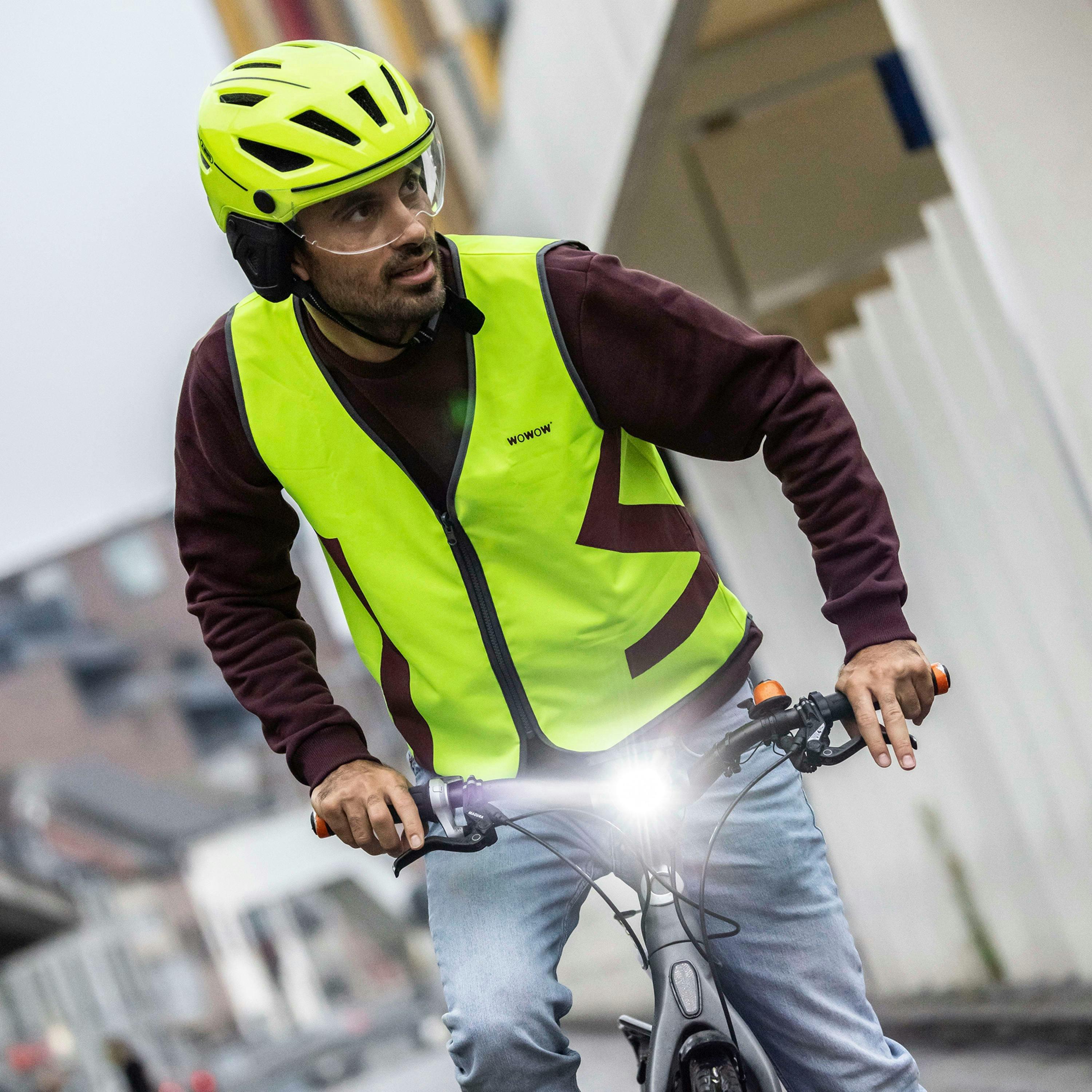 Mens Ladies Urban Citizen Yellow Red Hi Vis Reflective Cycling Vest , view 3 of 5