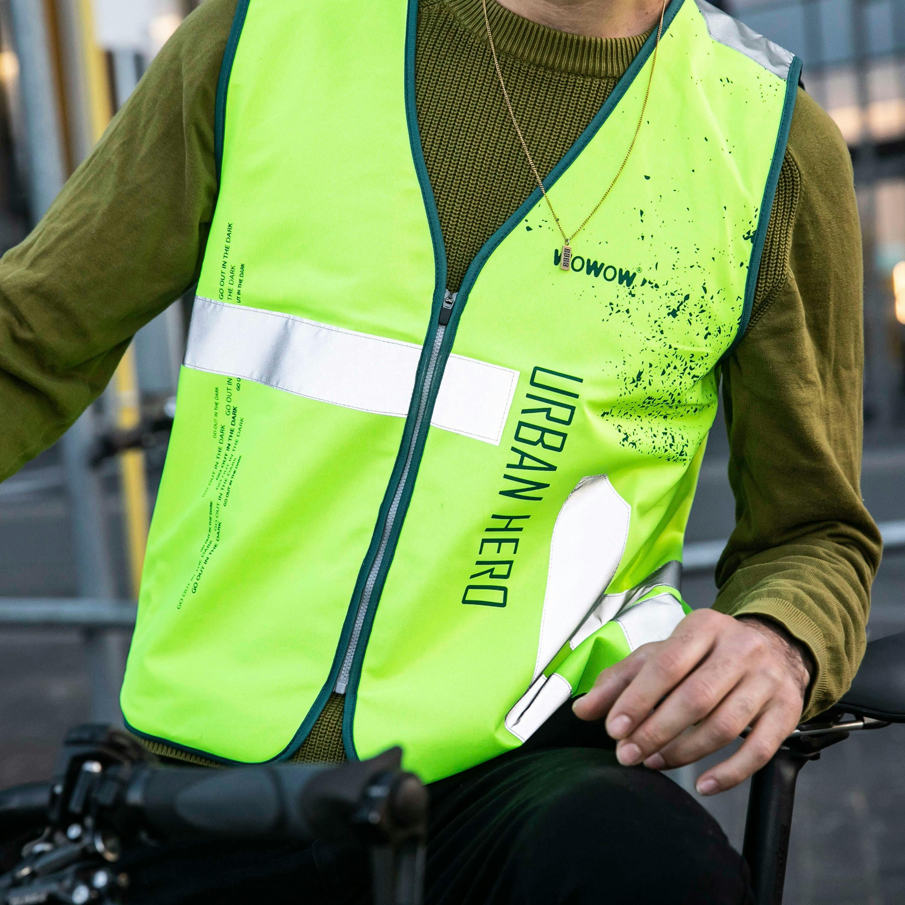 Mens Ladies Urban Hero Yellow Hi Vis Reflective Cycling Vest , view 5 of 5