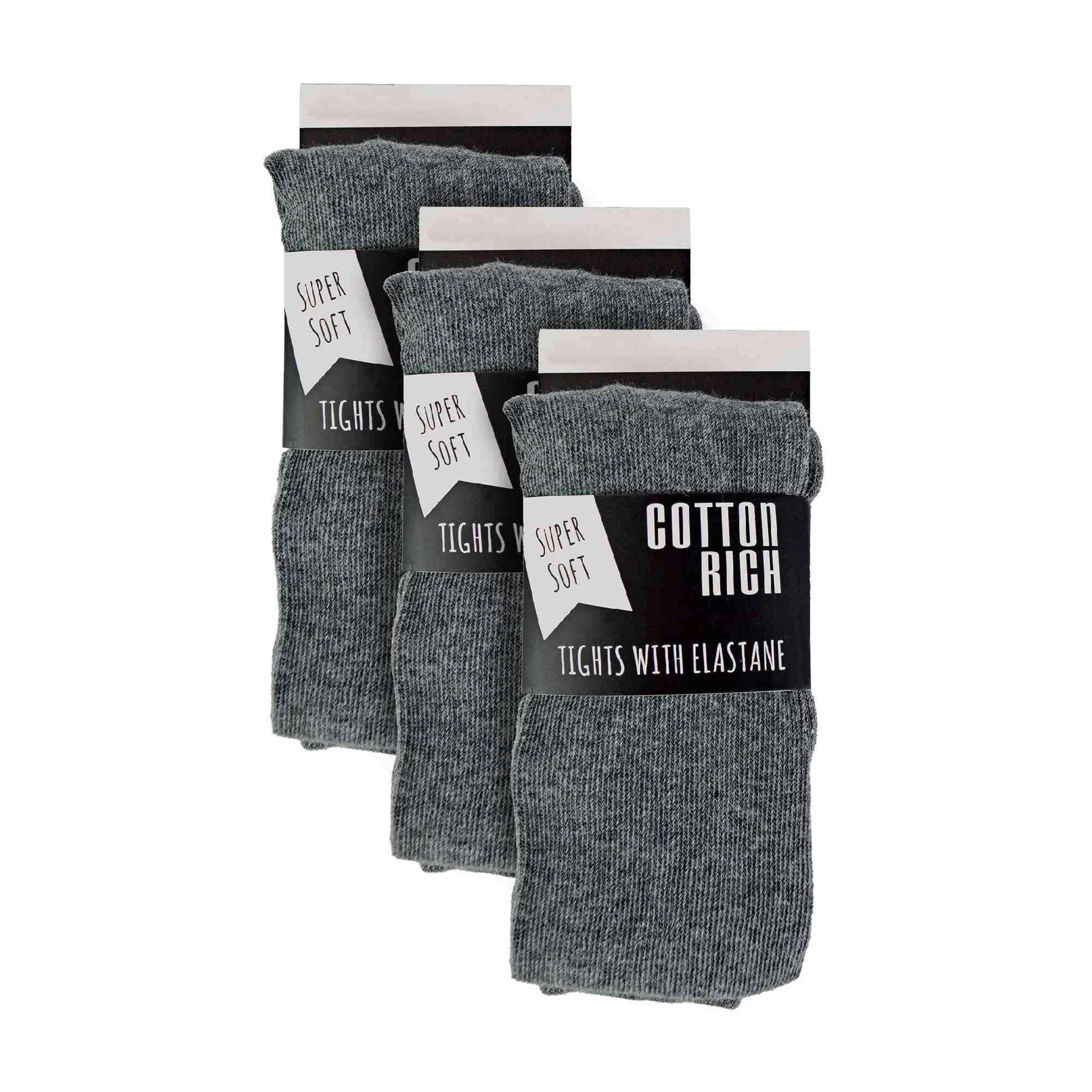 3 Pack Girls Plain Soft Breathable Cotton School Tights , view 2 of 4