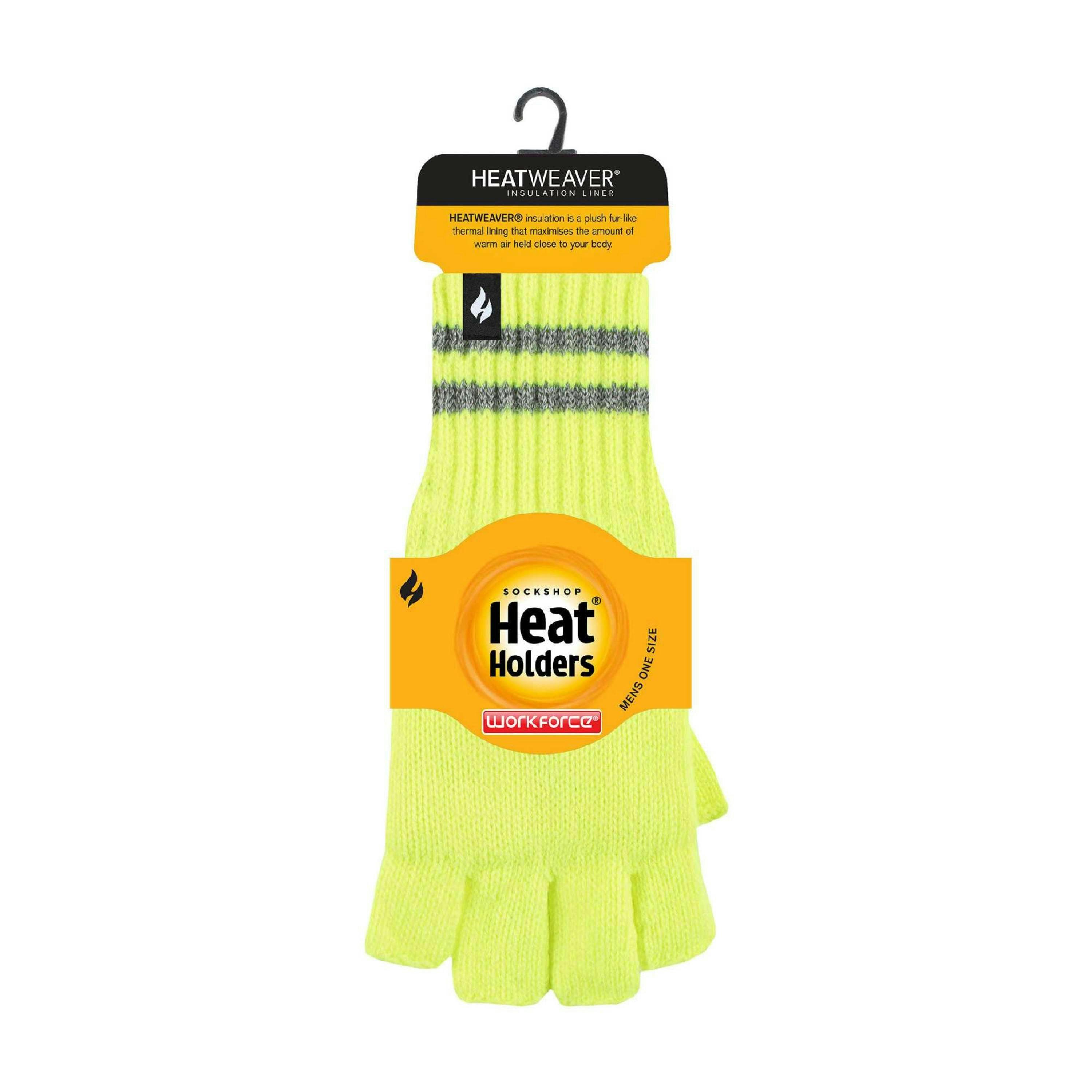 Mens Hi Vis Reflective Fleece Lined Thermal Winter Fingerless Gloves , view 2 of 5