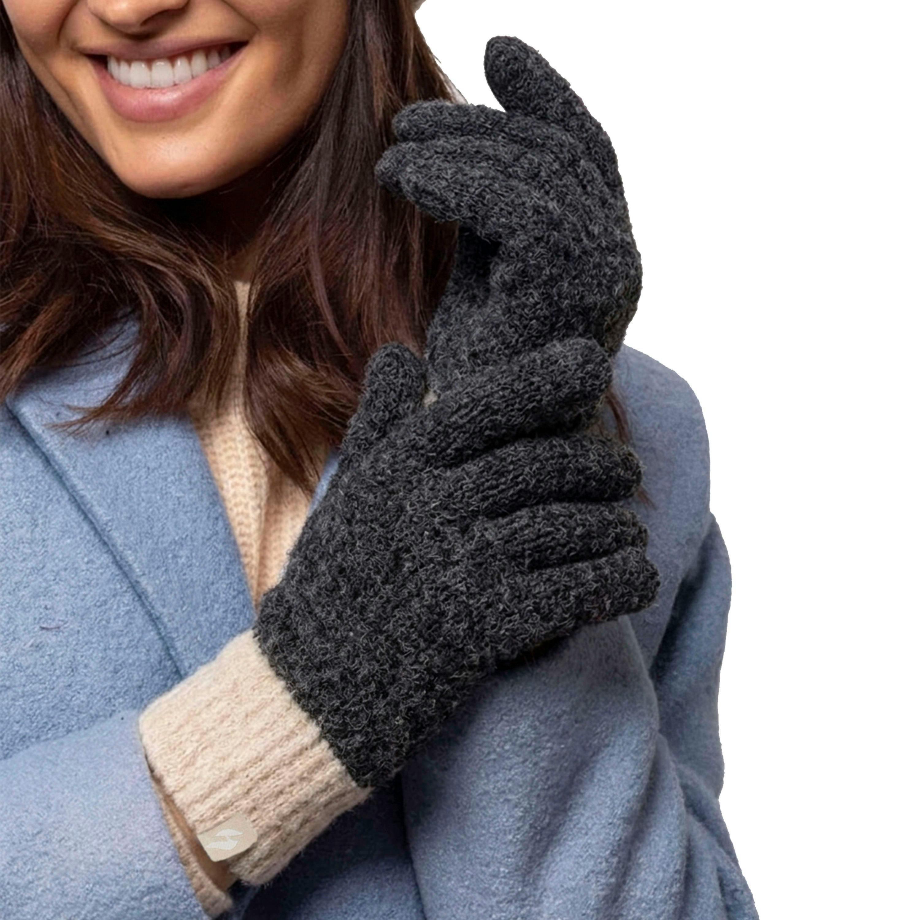Ladies Skye Textured Yarn Gloves Warm Winter Cosy Knit Gloves , view 4 of 5