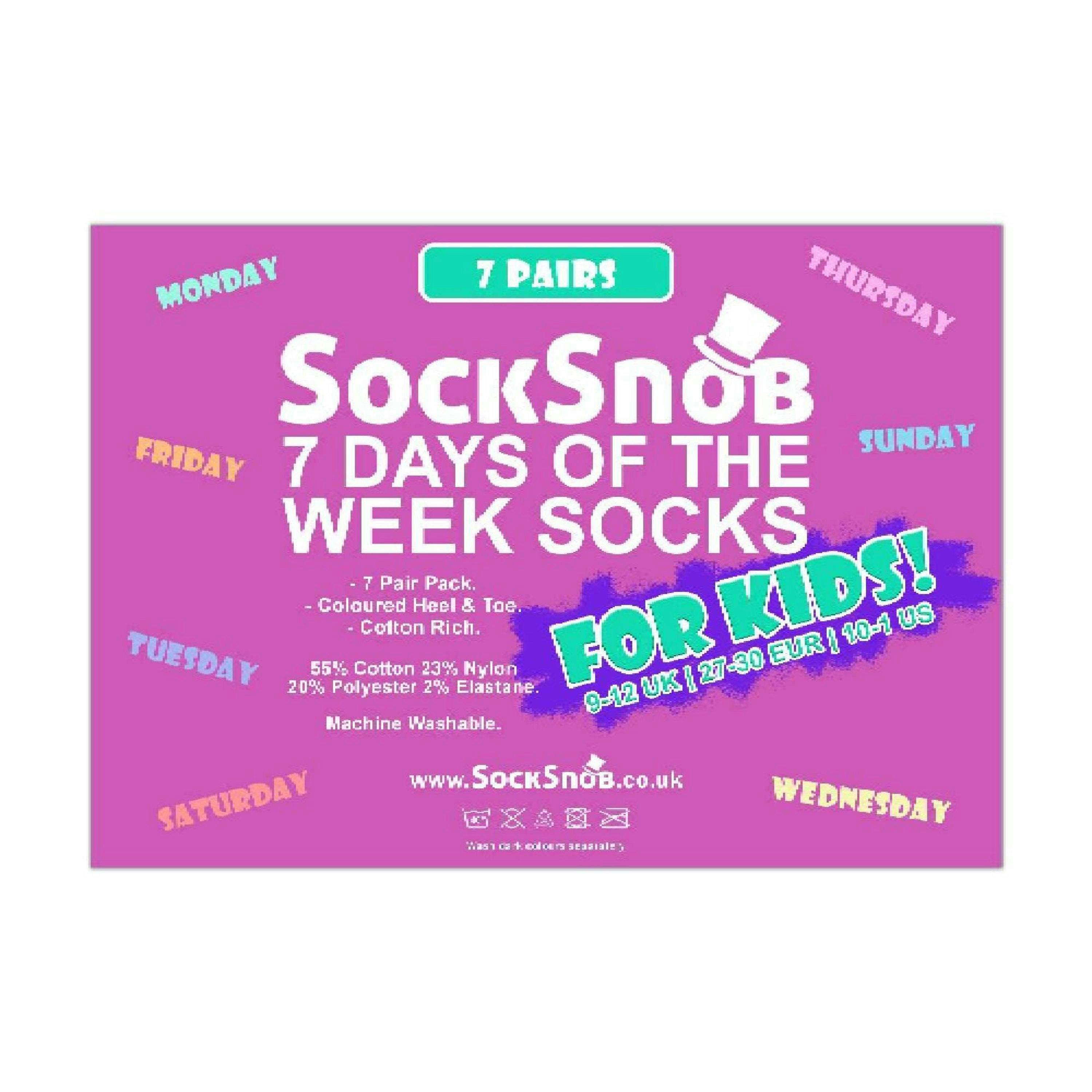 7 Pack Kids Novelty Days of The Week Socks Ideal for School , view 2 of 5