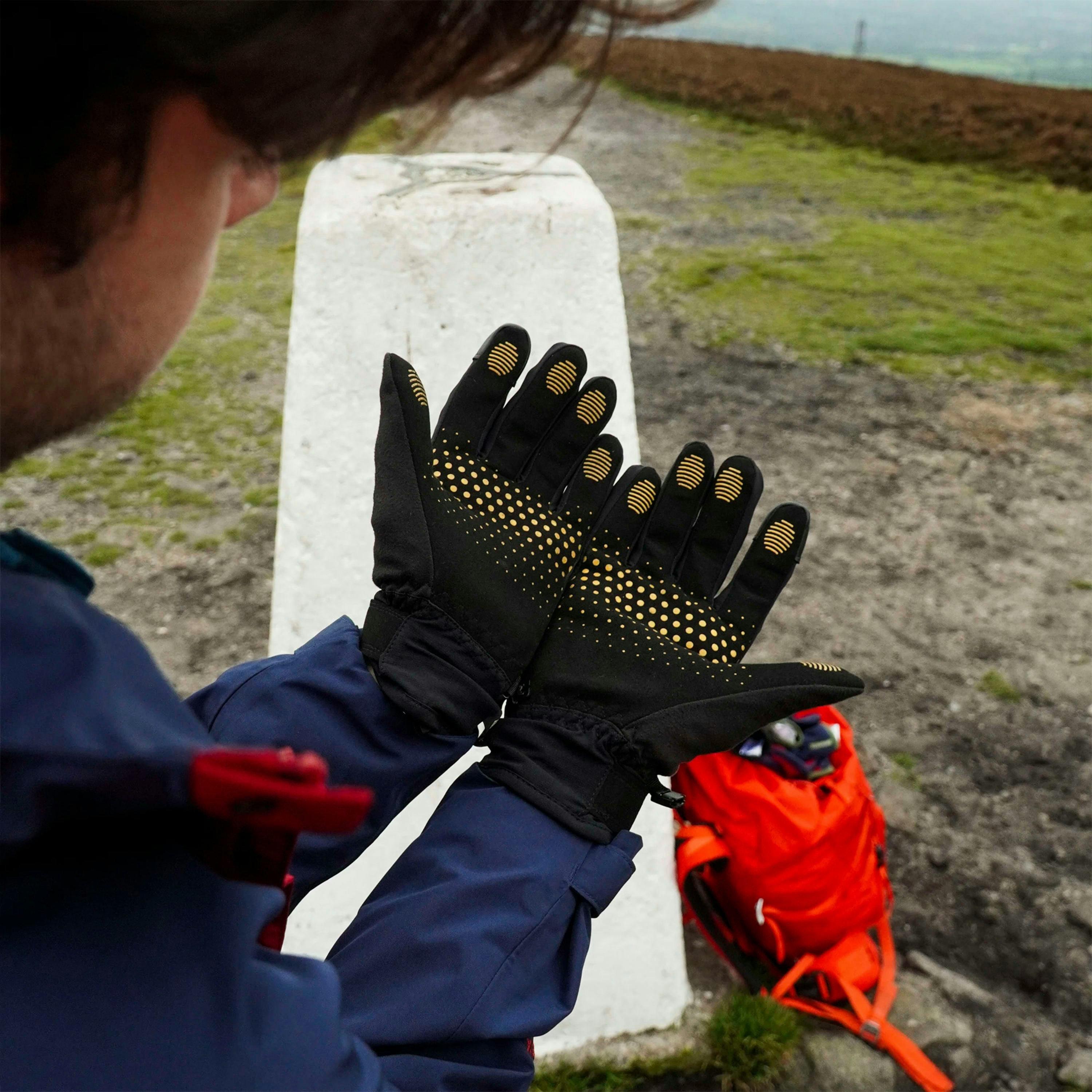 Mens Friktion Gloves Waterproof Outdoor Gloves With Non-Slip Printed Palm , view 3 of 5