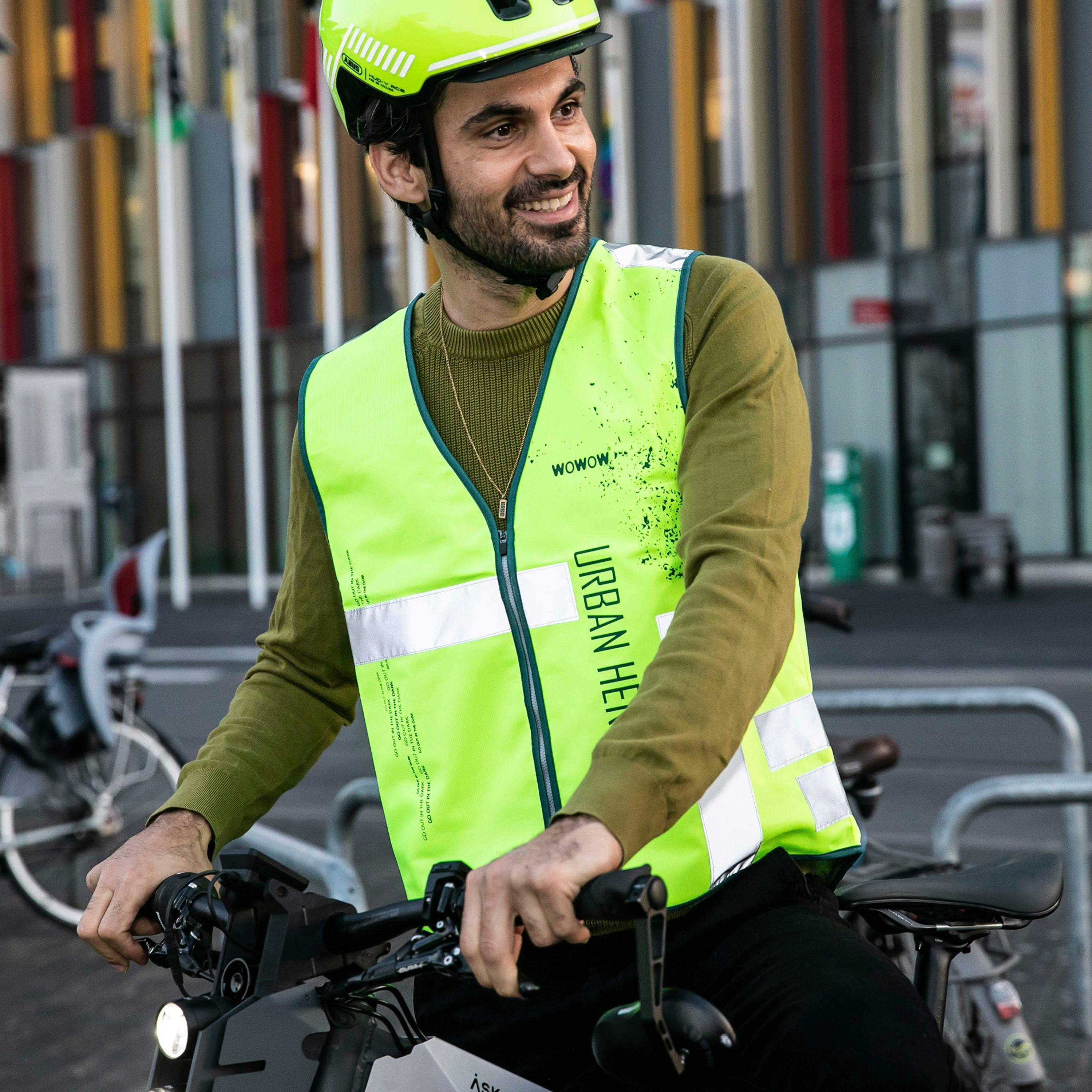Mens Ladies Urban Hero Green Hi Vis Reflective Cycling Vest , view 5 of 5