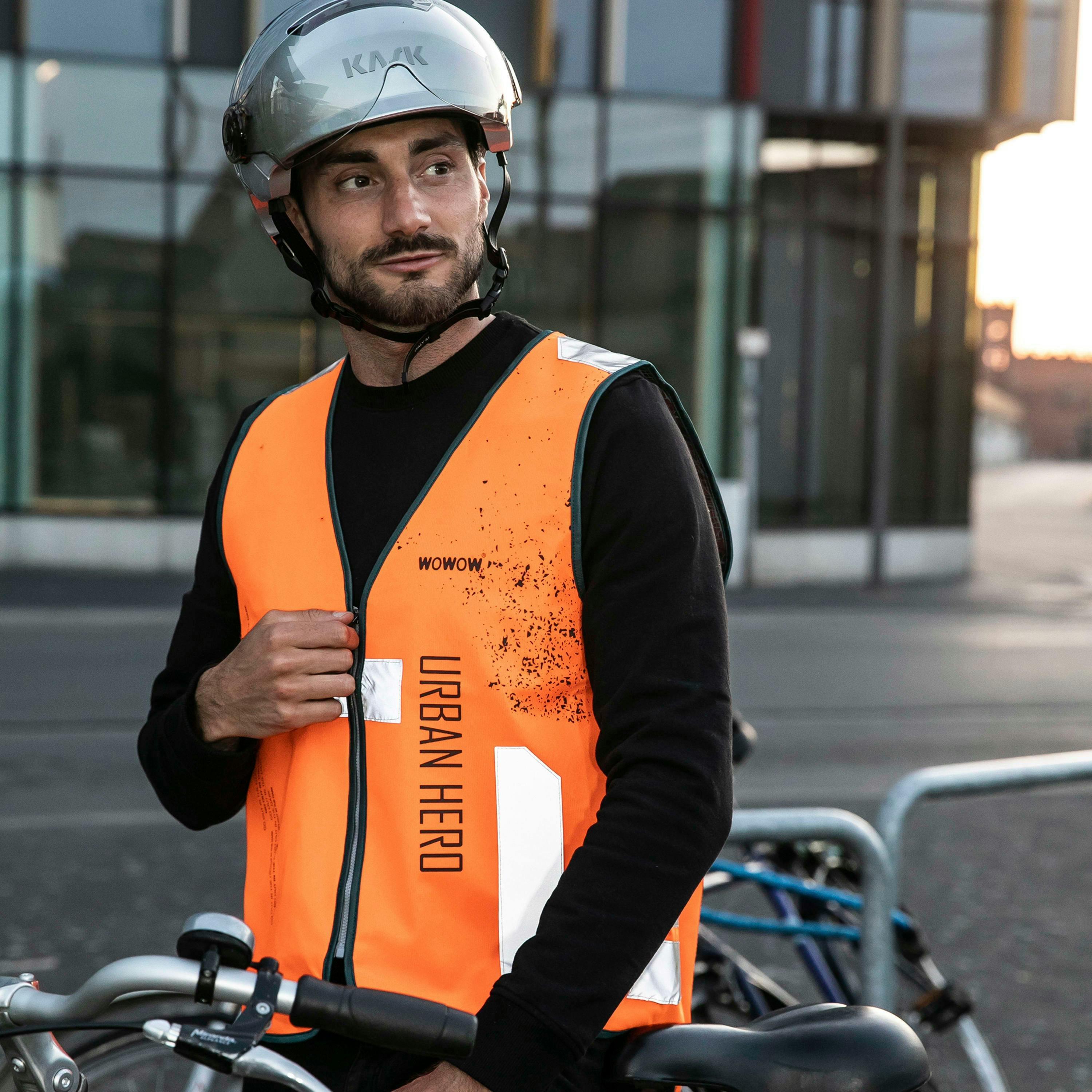 Mens Ladies Urban Hero Orange Hi Vis Reflective Cycling Vest , view 4 of 5
