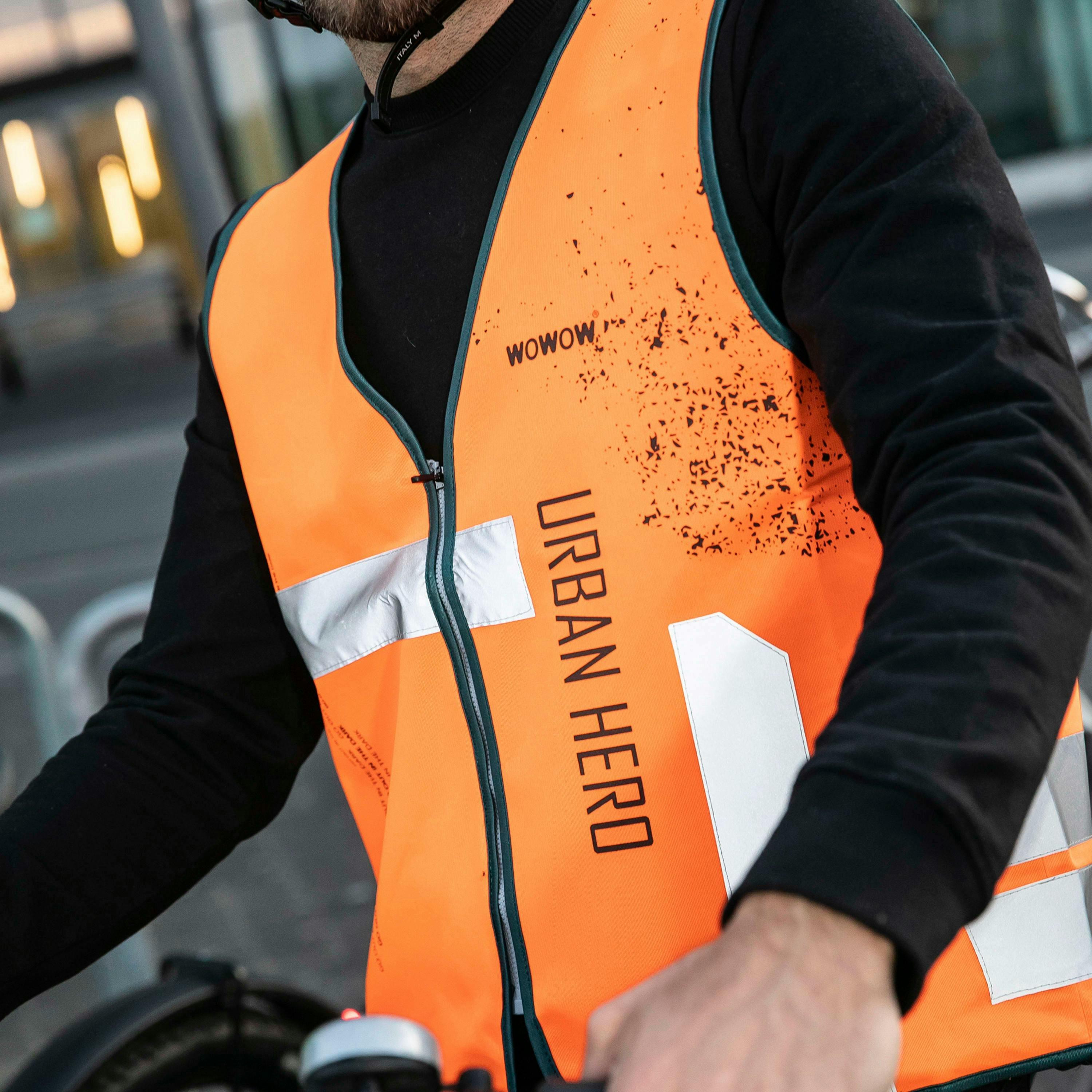 Mens Ladies Urban Hero Orange Hi Vis Reflective Cycling Vest , view 5 of 5