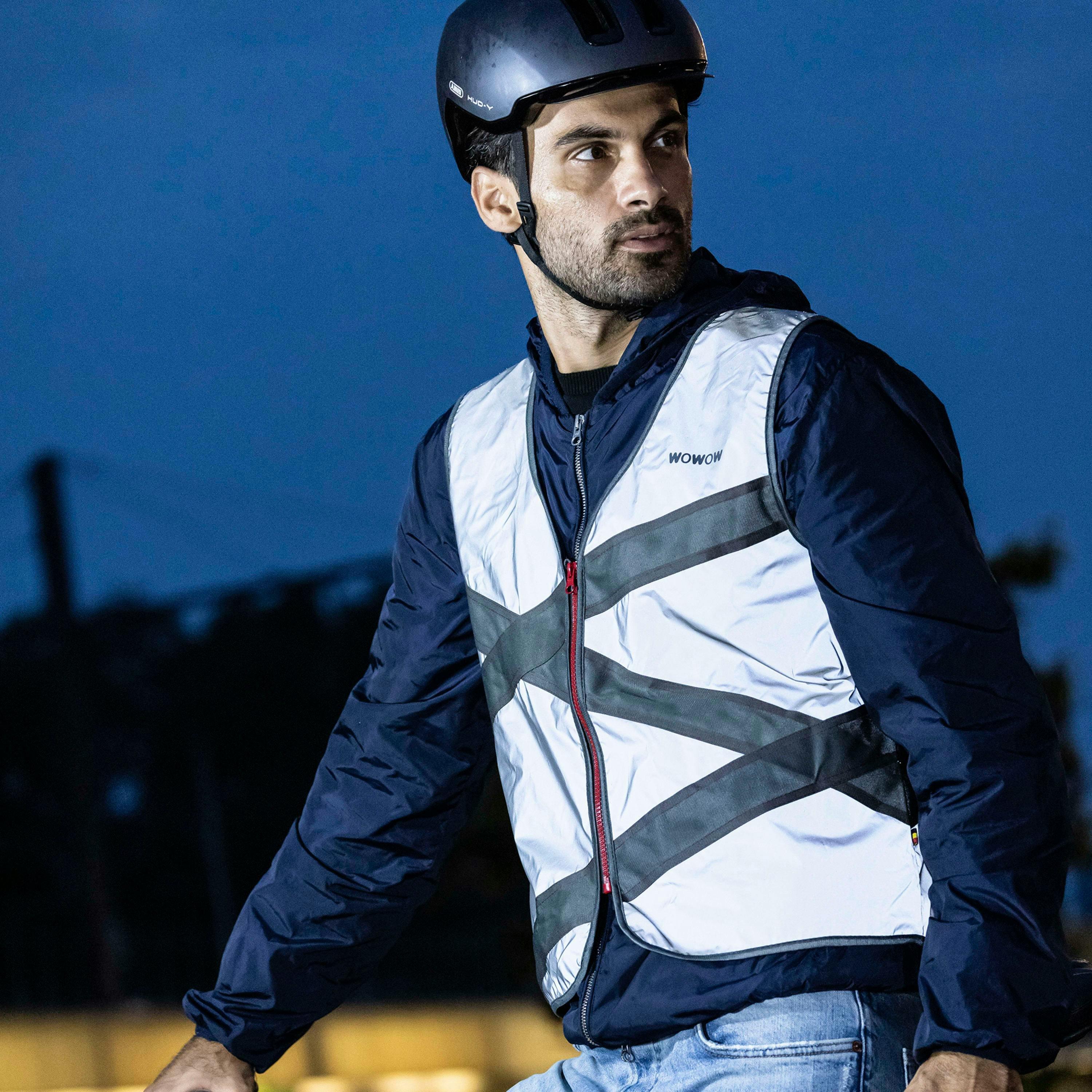Mens Ladies Full Reflective Crossroad Red Grey Hi Vis Reflective Cycling Vest , view 4 of 5