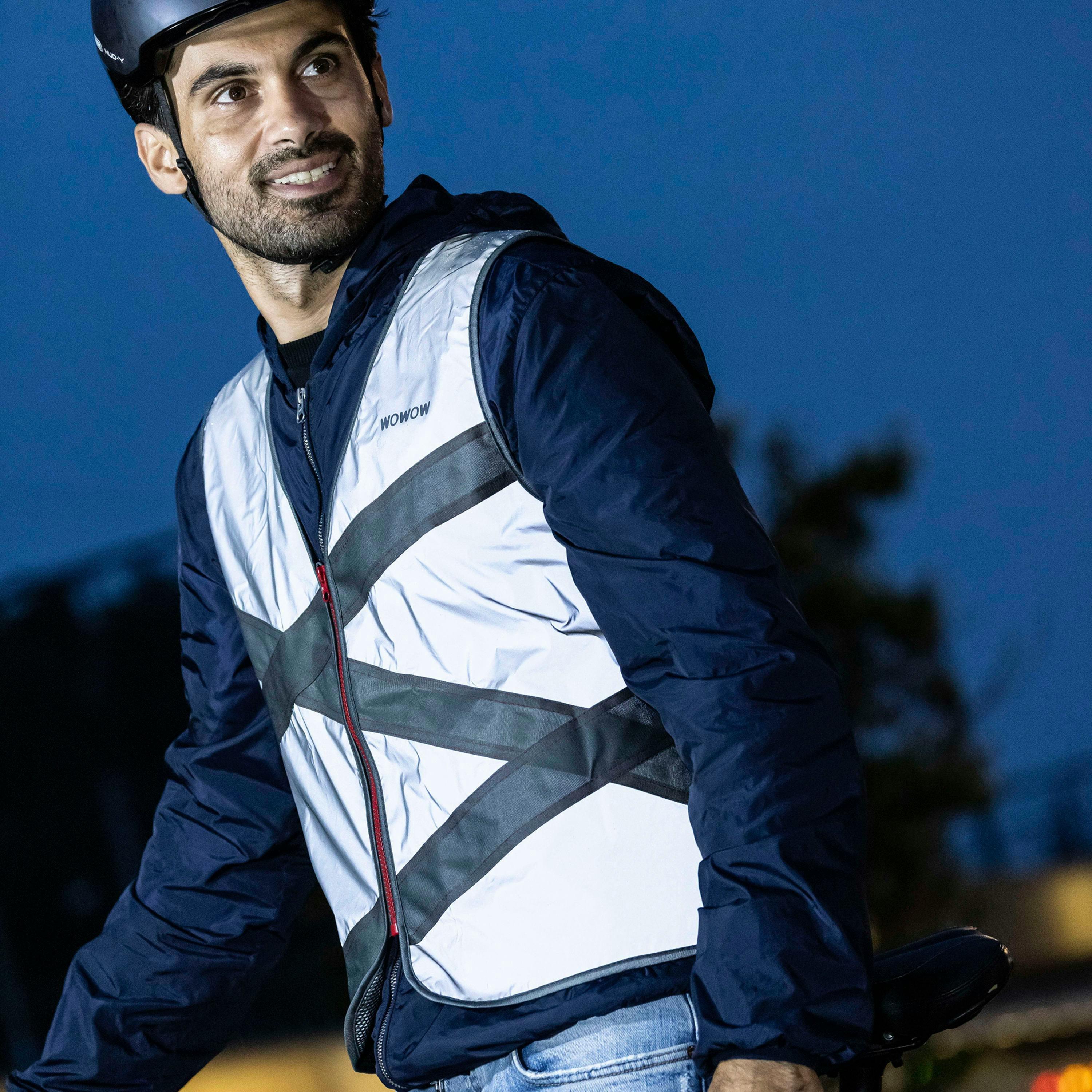 Mens Ladies Full Reflective Crossroad Red Grey Hi Vis Reflective Cycling Vest , view 5 of 5