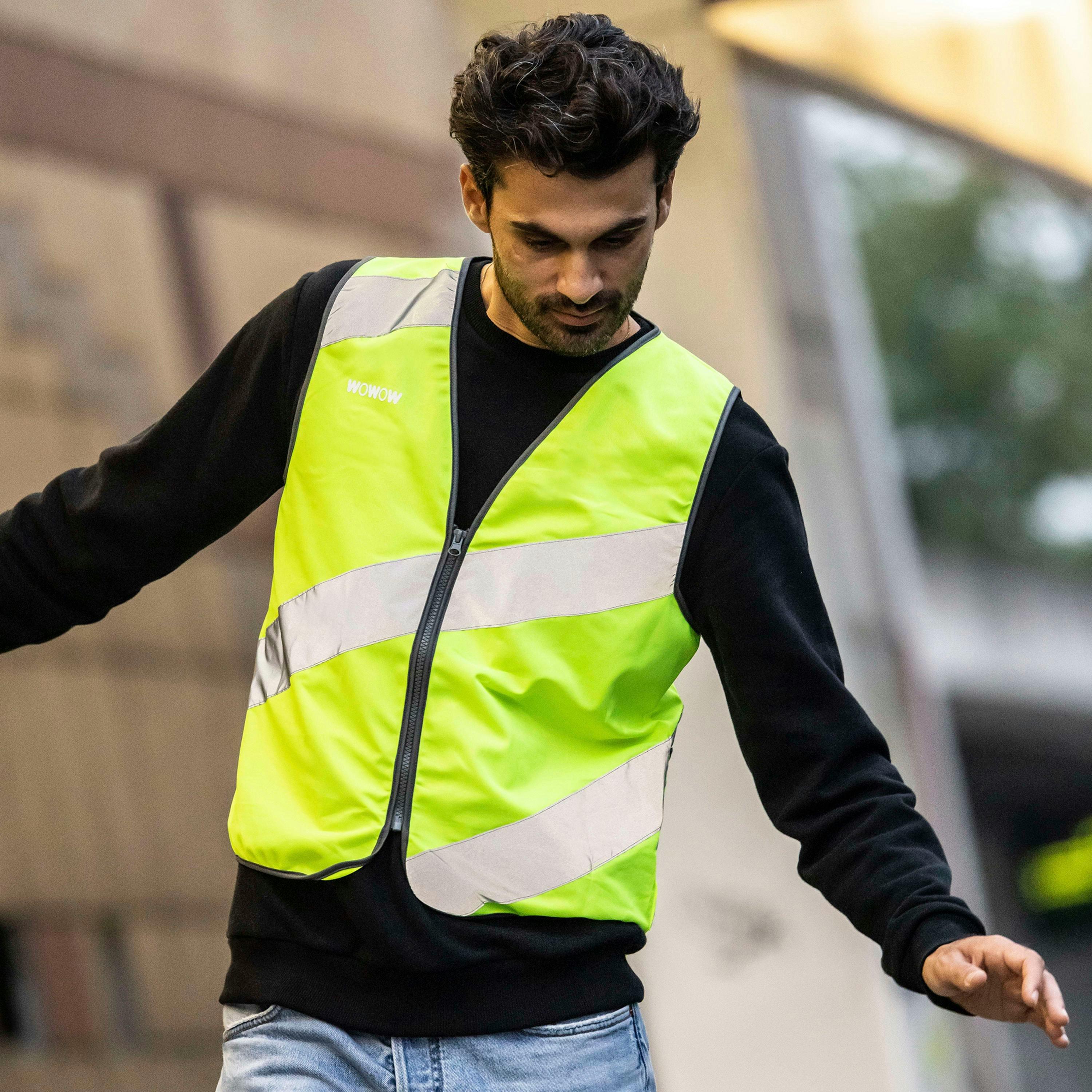 Mens Ladies Roadie Yellow Hi Vis Reflective Cycling Vest with Pockets , view 4 of 5