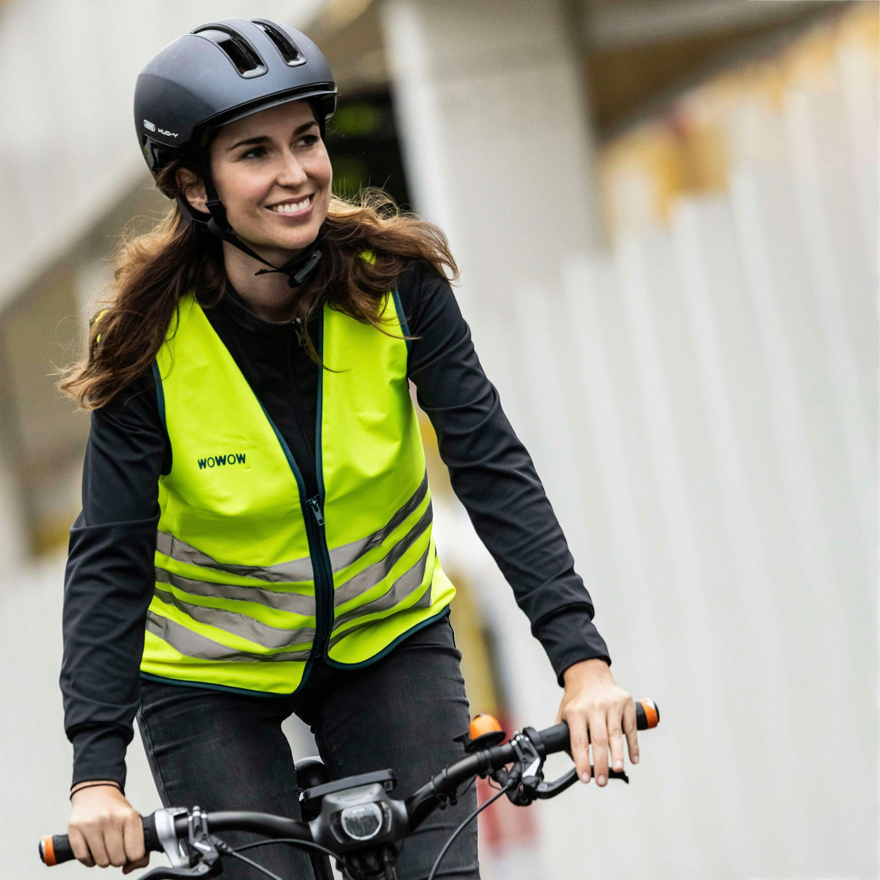 Mens Ladies Yellow Hi Vis Reflective Cycling Vest with Extended Back , view 3 of 5