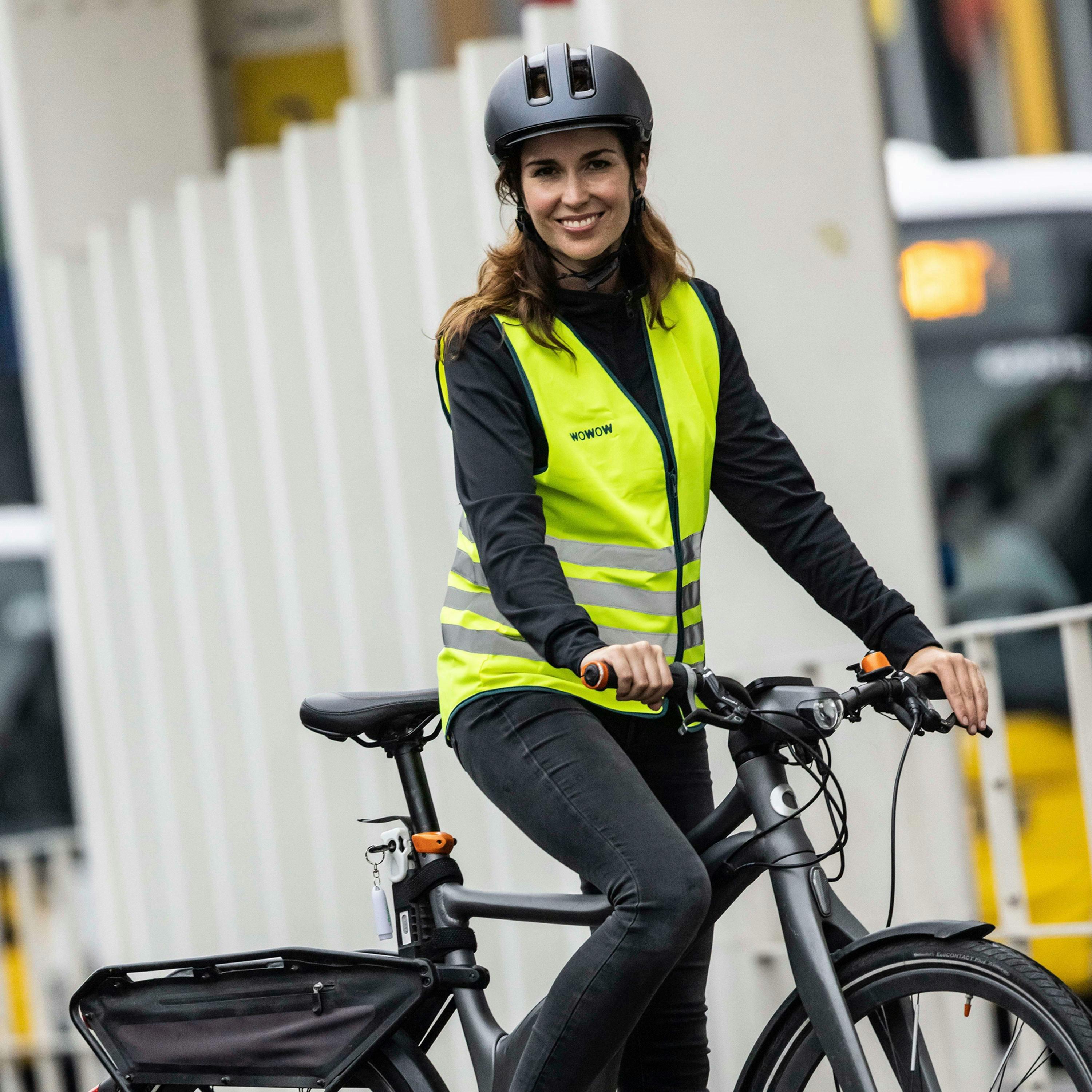 Mens Ladies Yellow Hi Vis Reflective Cycling Vest with Extended Back , view 4 of 5