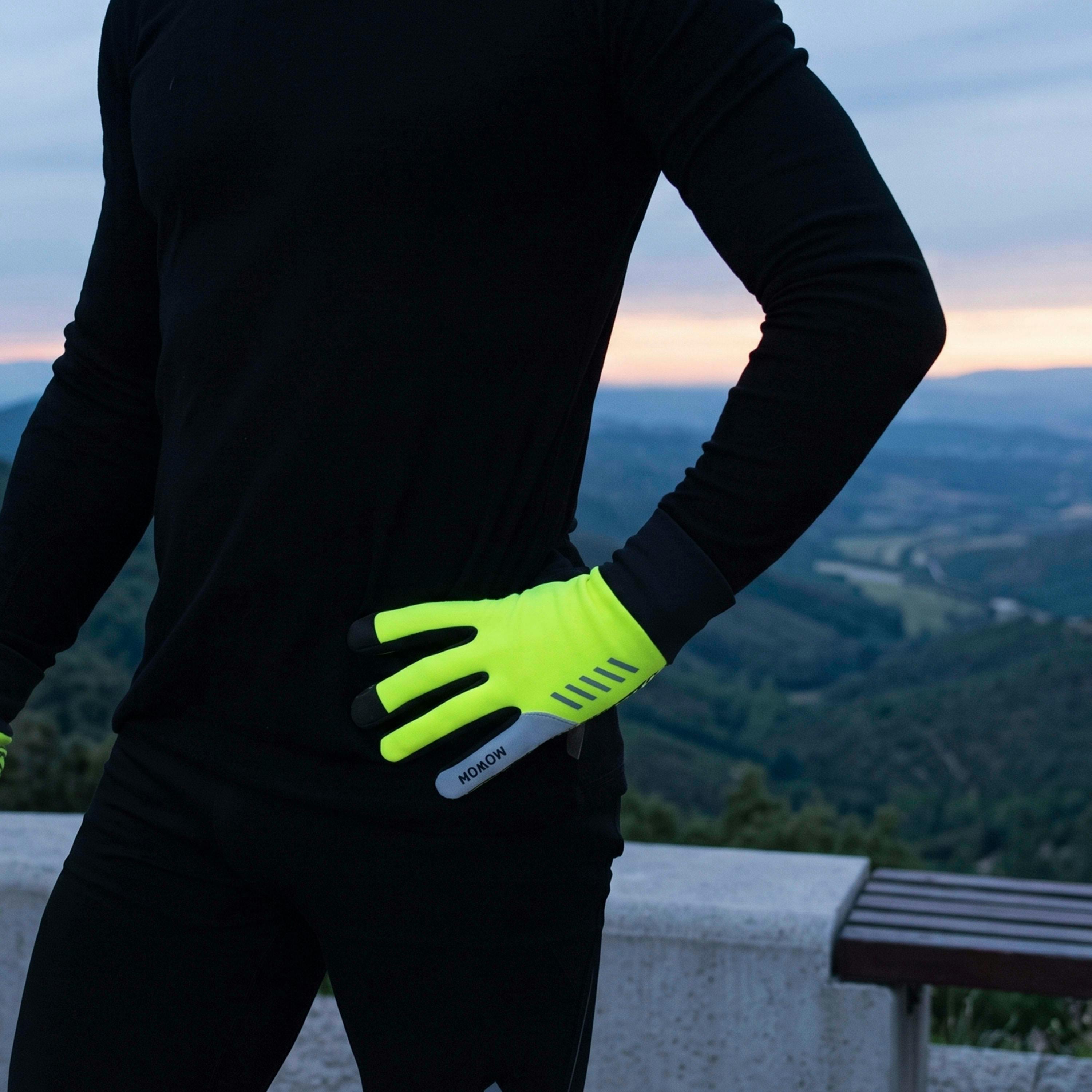 Mens Ladies Hi Vis Windproof Winter Yellow Touchscreen Grip Gel Padded Gloves , view 5 of 5
