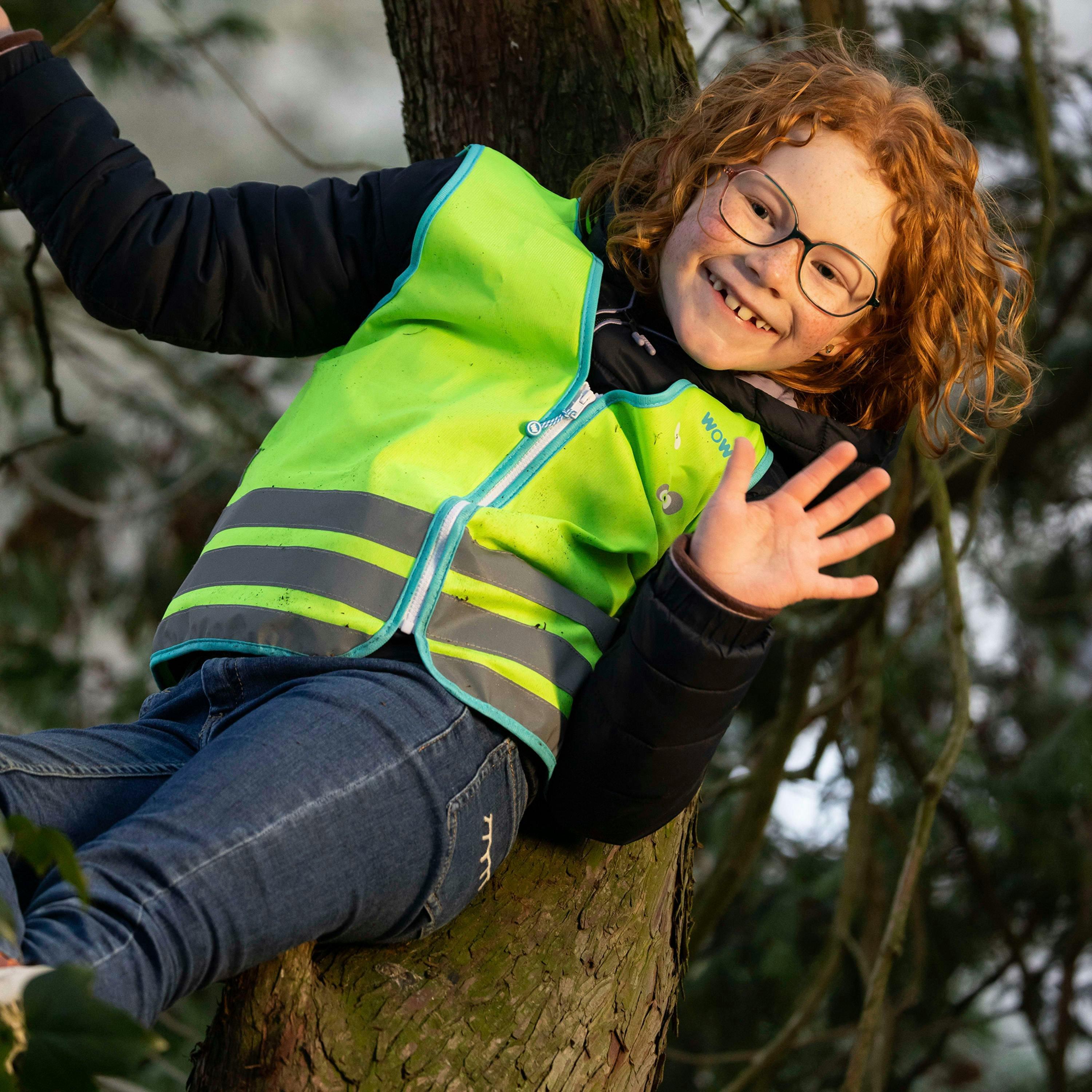 Kids Hi Vis Reflective Vest | Green Crazy Monster Outdoor Gilet , view 4 of 5