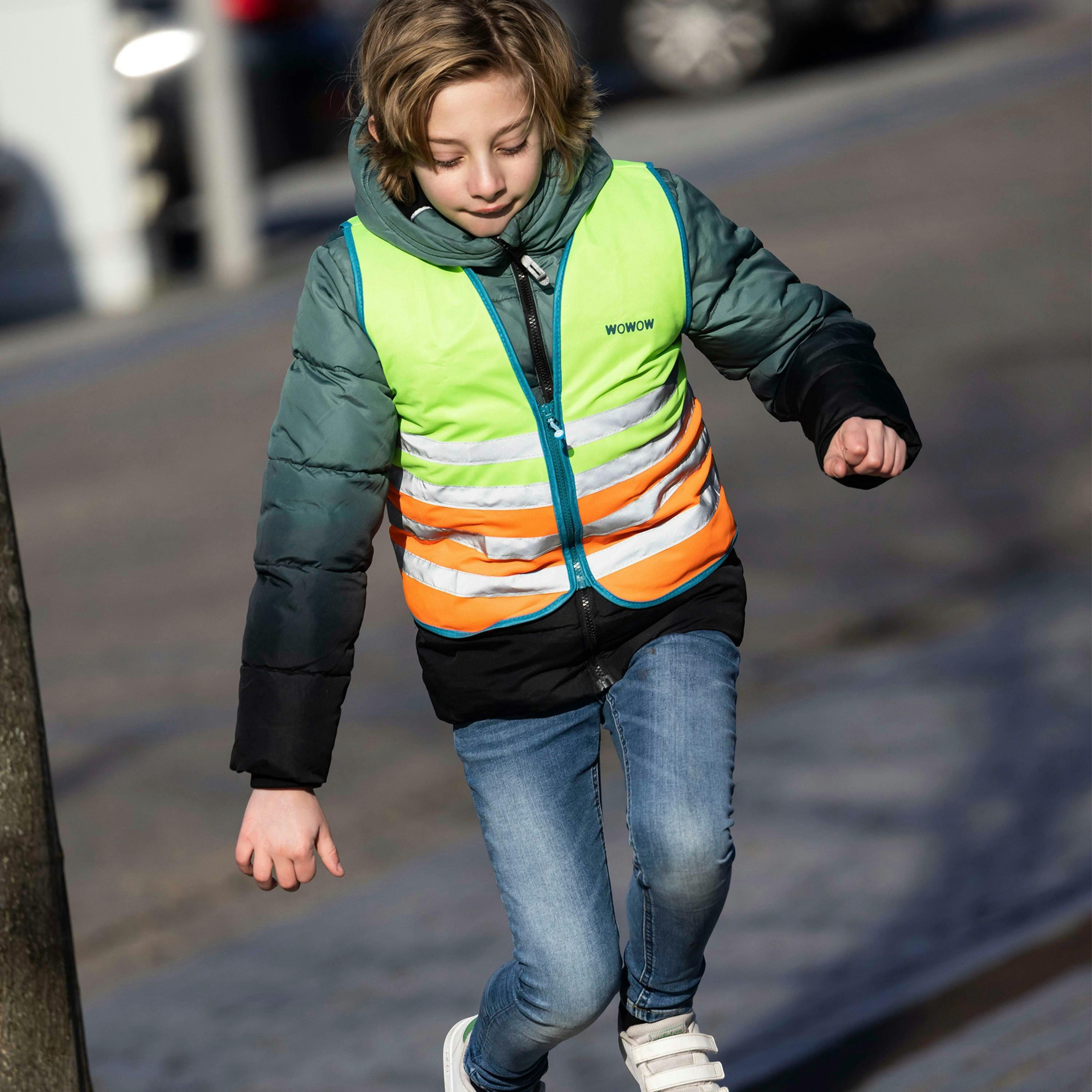Kids Wasabi Green Hi Vis Reflective Vest | Walking Running Gilet , view 3 of 5