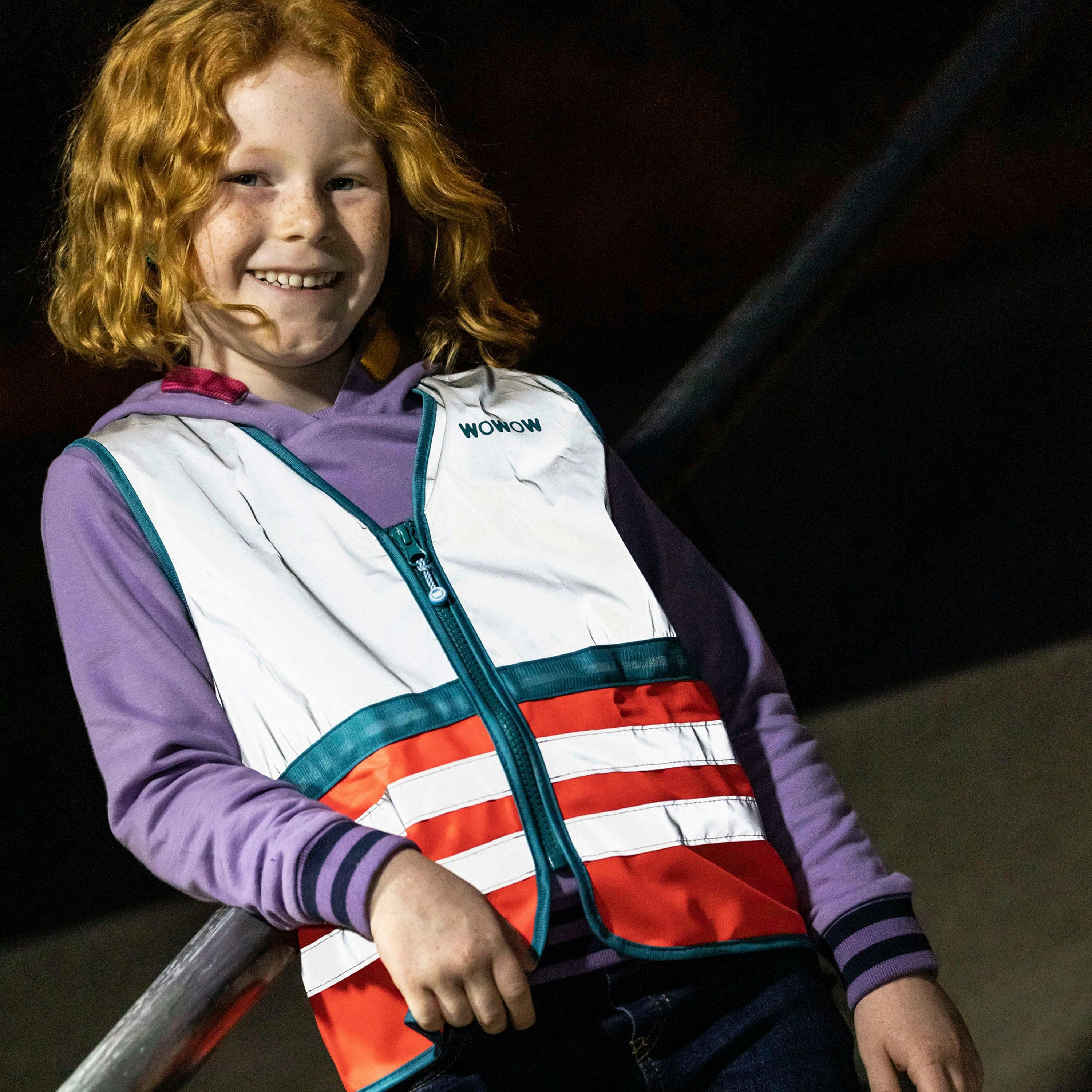 Kids Wasabi Red Hi Vis Fully Reflective Vest | Walking Running Gilet , view 3 of 5