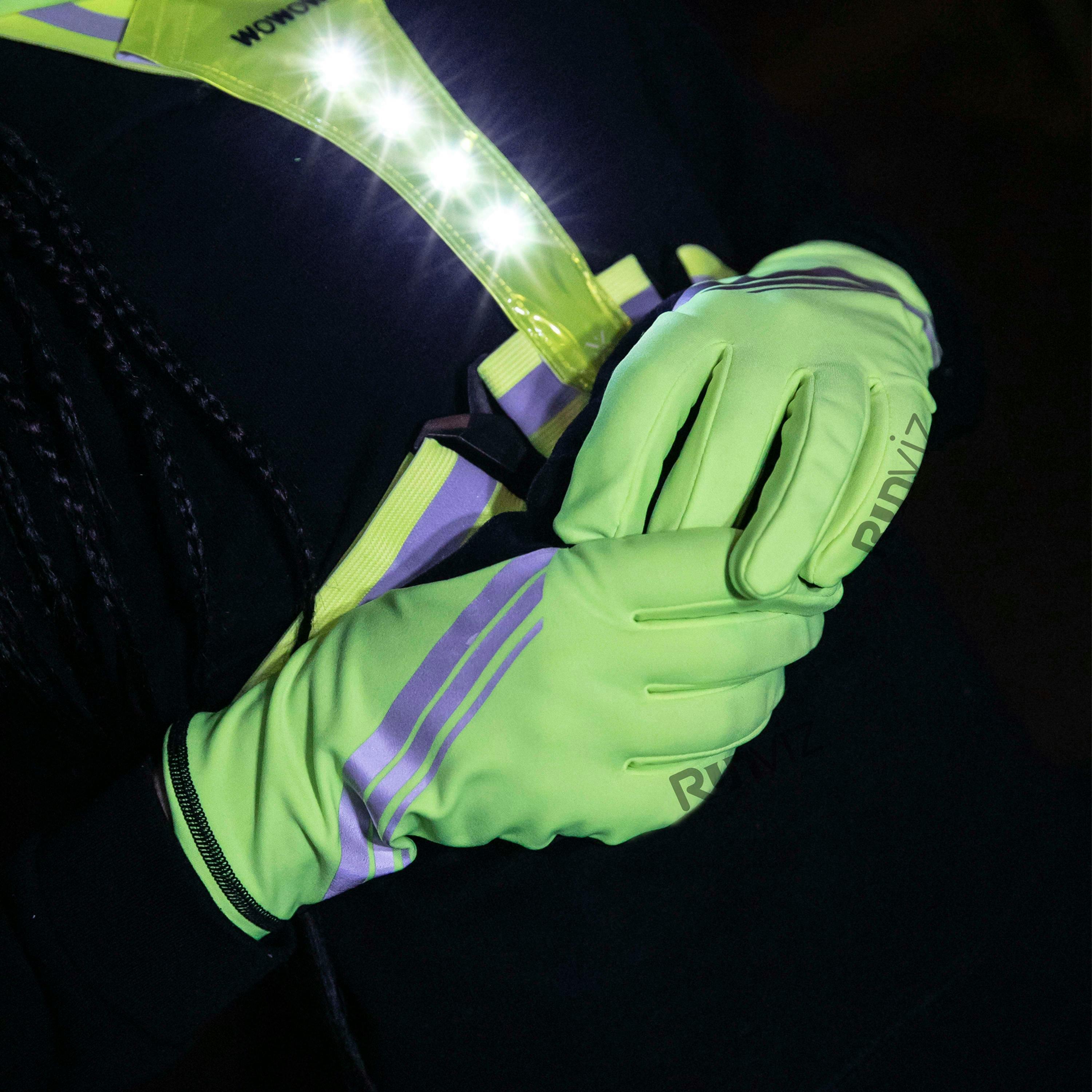 Yellow Hi Vis Reflective Cycling Touchscreen Gloves , view 3 of 5