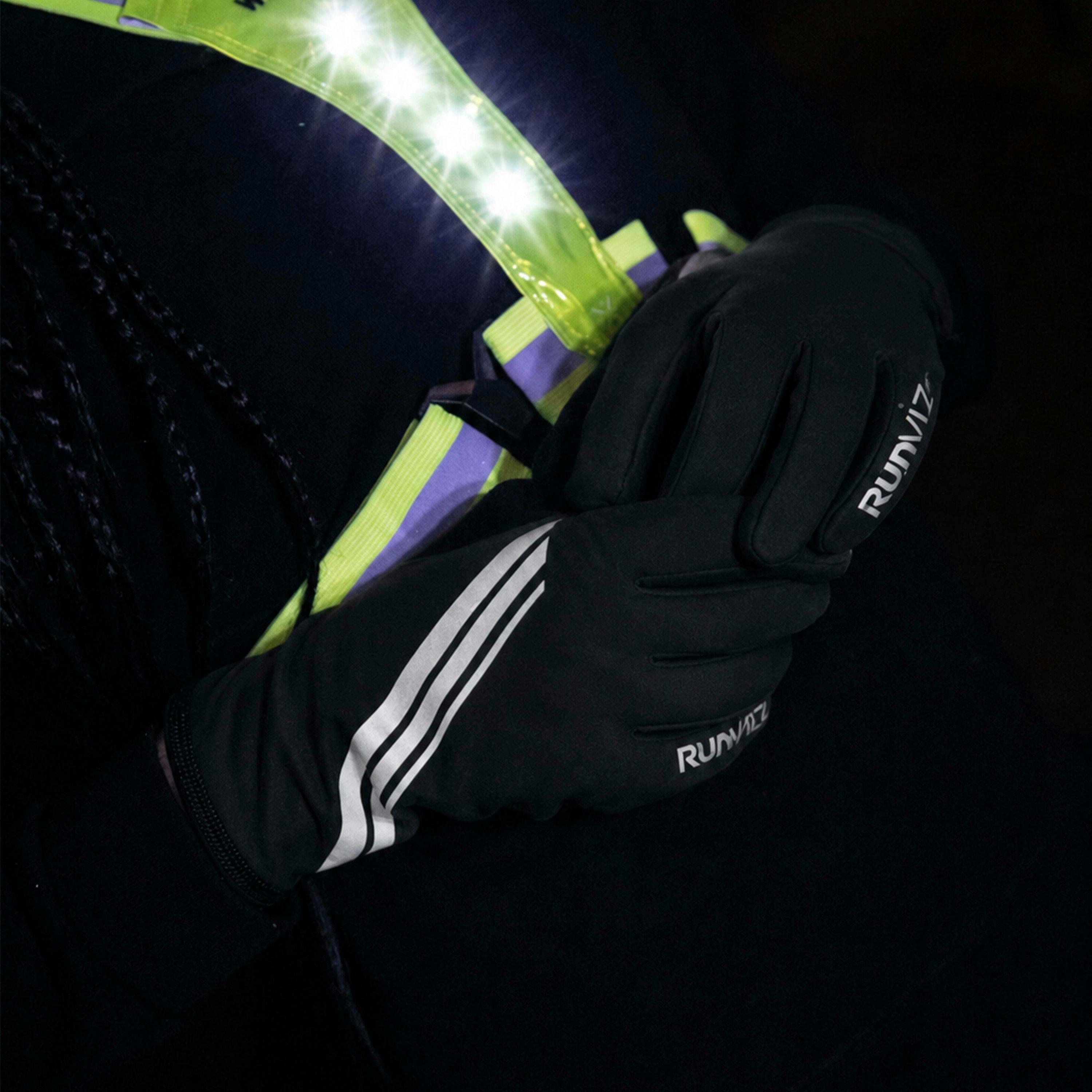 Black Hi Vis Reflective Cycling Touchscreen Gloves , view 3 of 5