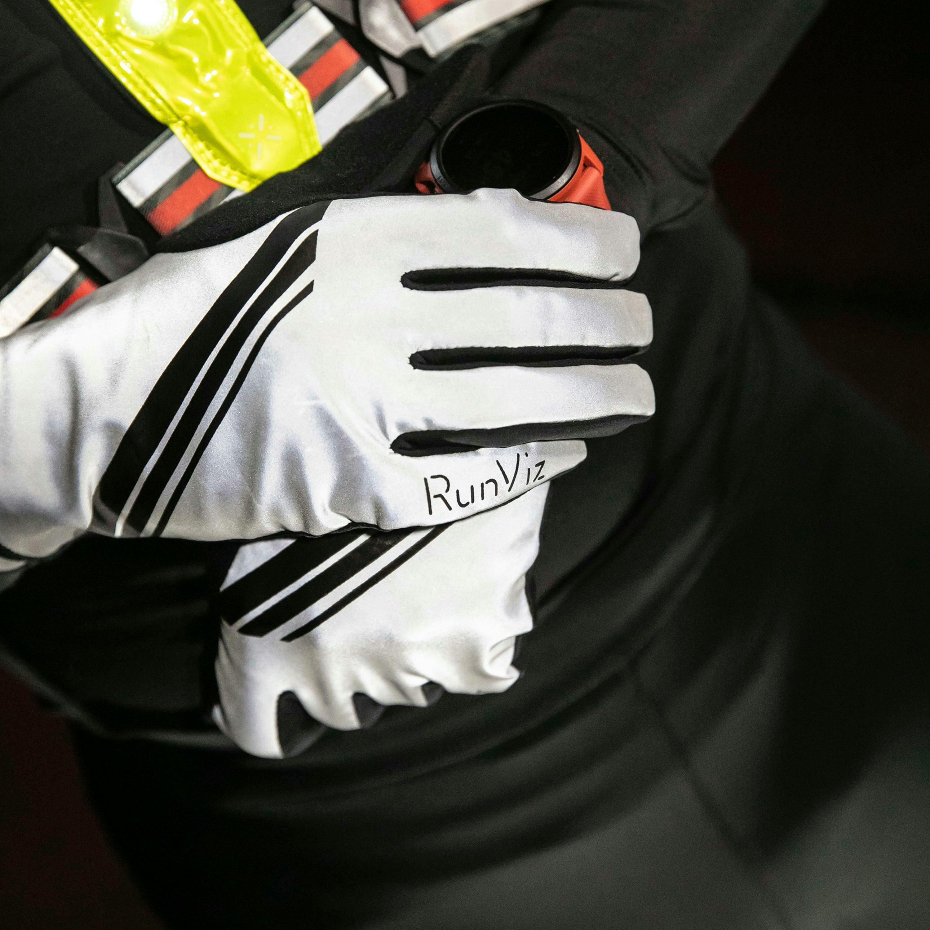 Silver Hi Vis Full Reflective Cycling Touchscreen Gloves , view 4 of 5