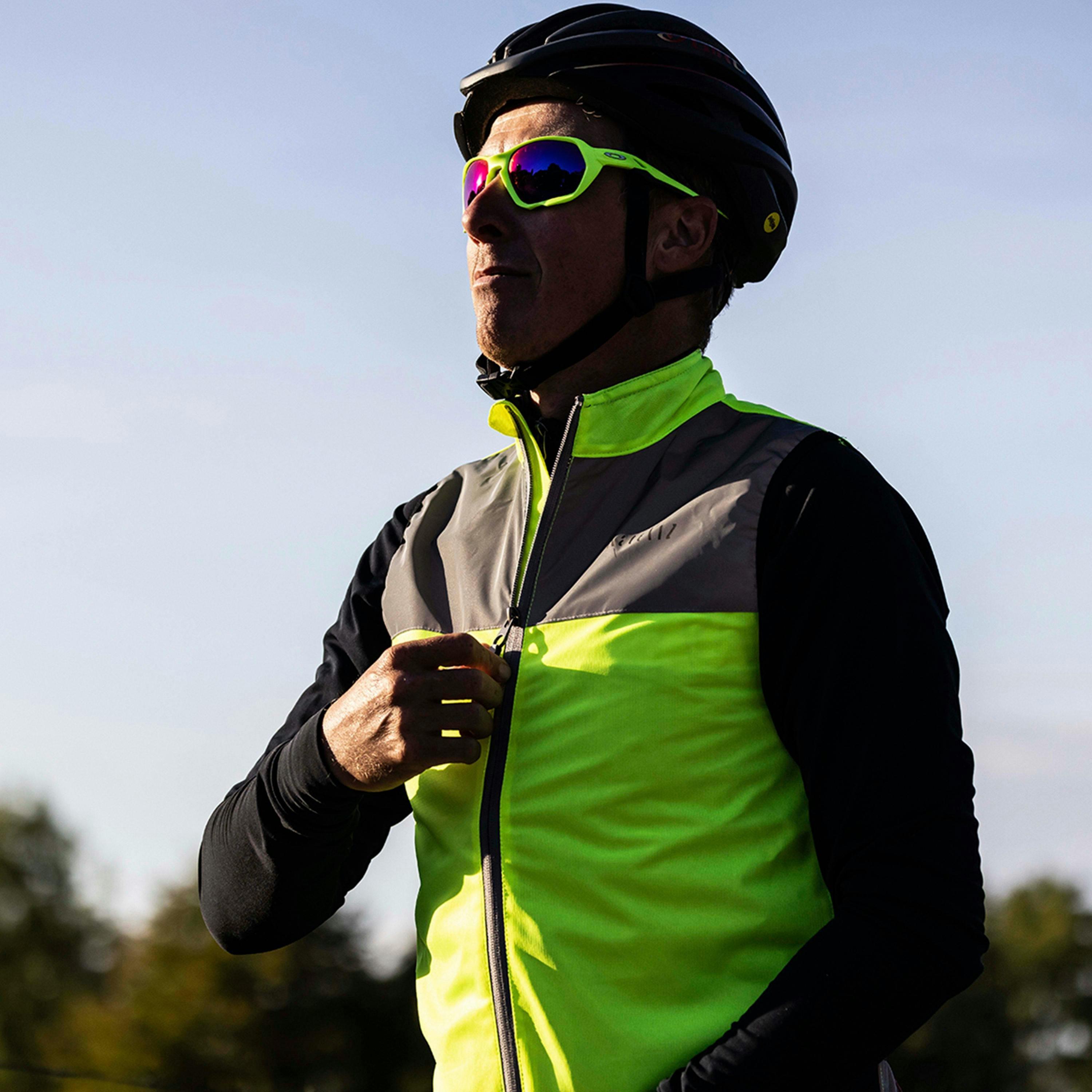 Mens Ladies Yellow Hi Vis Reflective Cycling Gilet Extended Back and Pockets , view 5 of 5