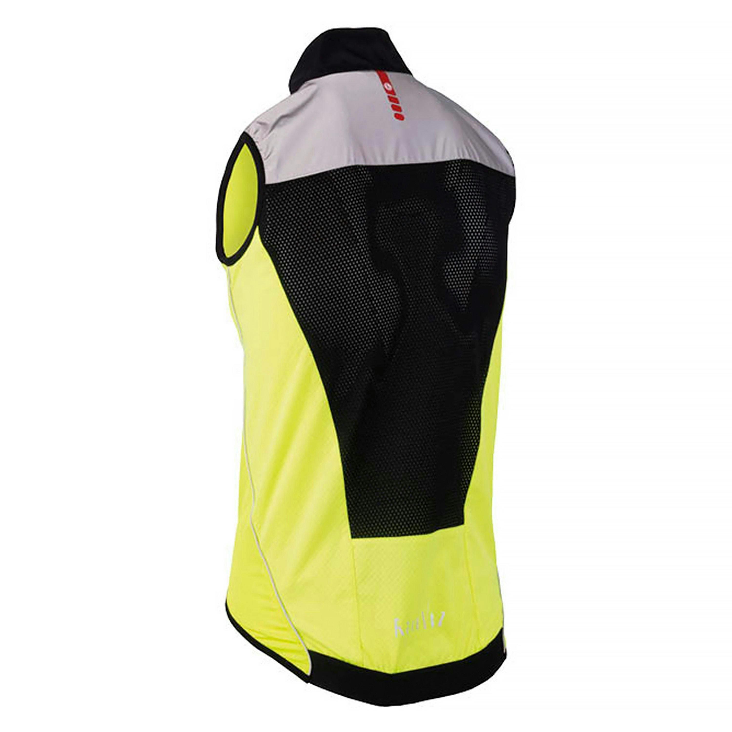 Yellow Hi Vis Windproof Cycling Jacket | Reflective Gilet with Extended Back , view 2 of 5
