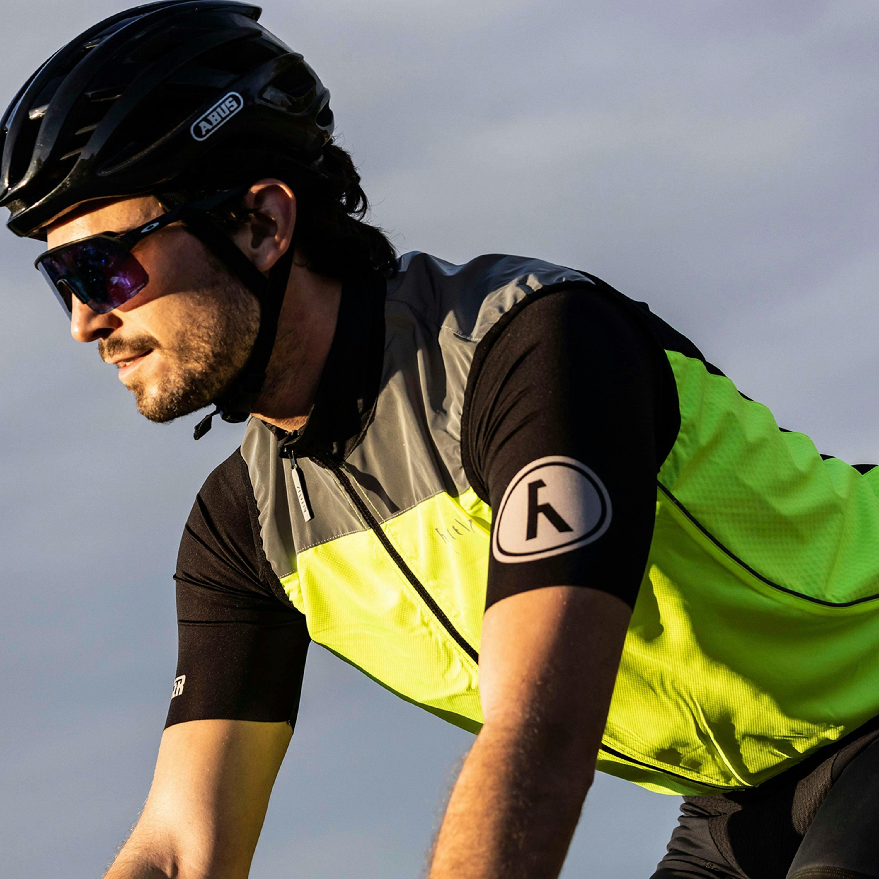 Yellow Hi Vis Windproof Cycling Jacket | Reflective Gilet with Extended Back , view 5 of 5