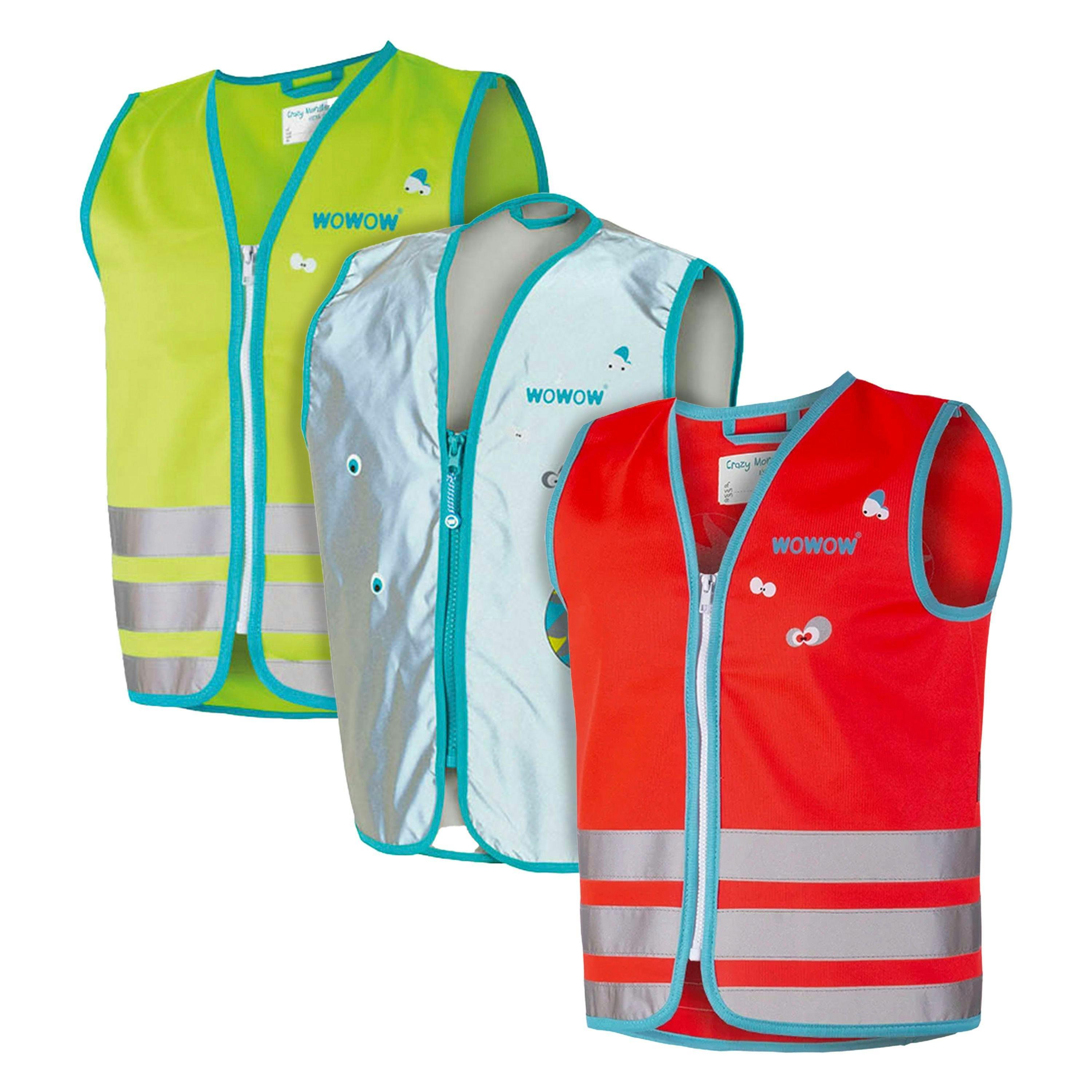 3 Pack Kids Crazy Monster Reflective Vests Silver Green Red School , view 1 of 5