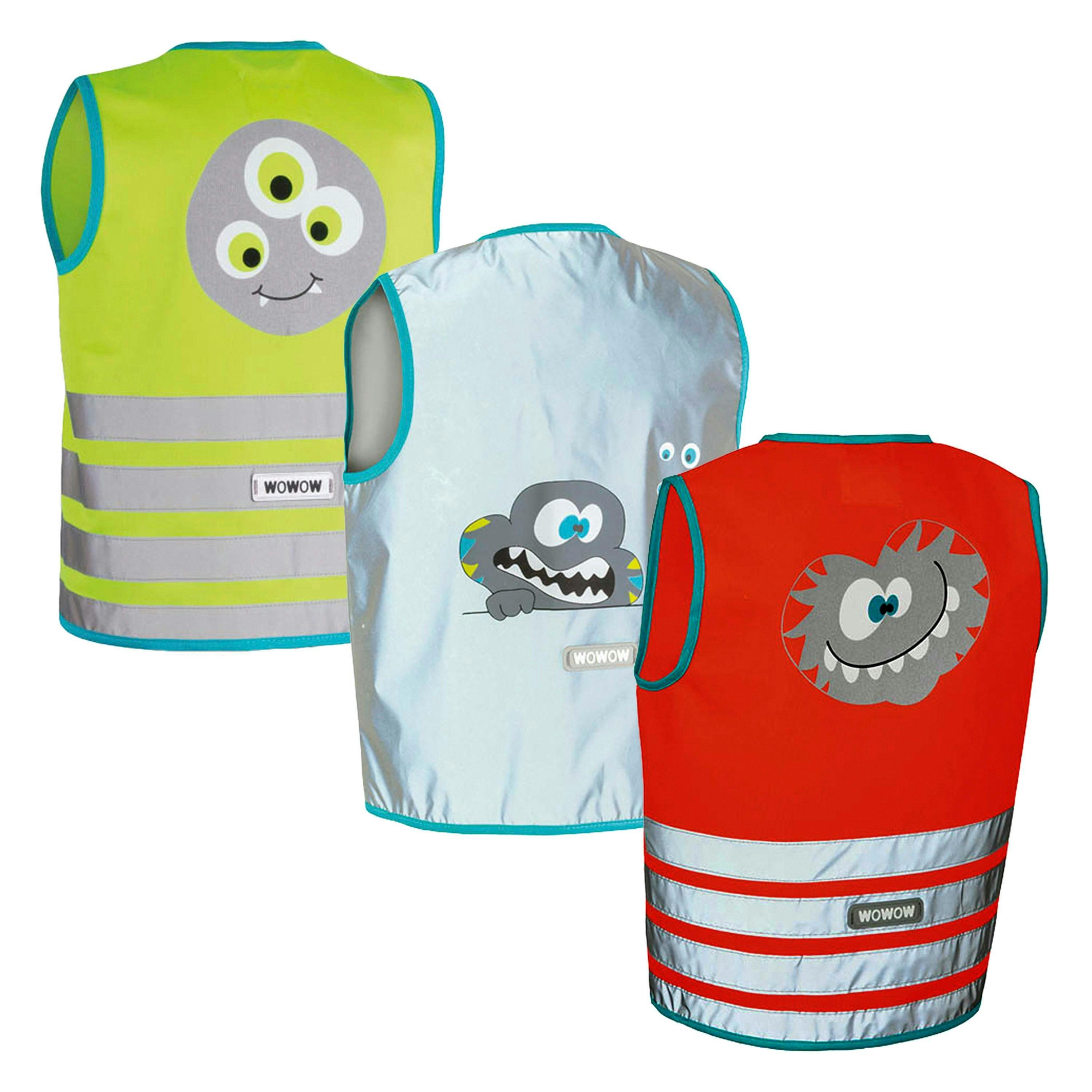 3 Pack Kids Crazy Monster Reflective Vests Silver Green Red School , view 2 of 5