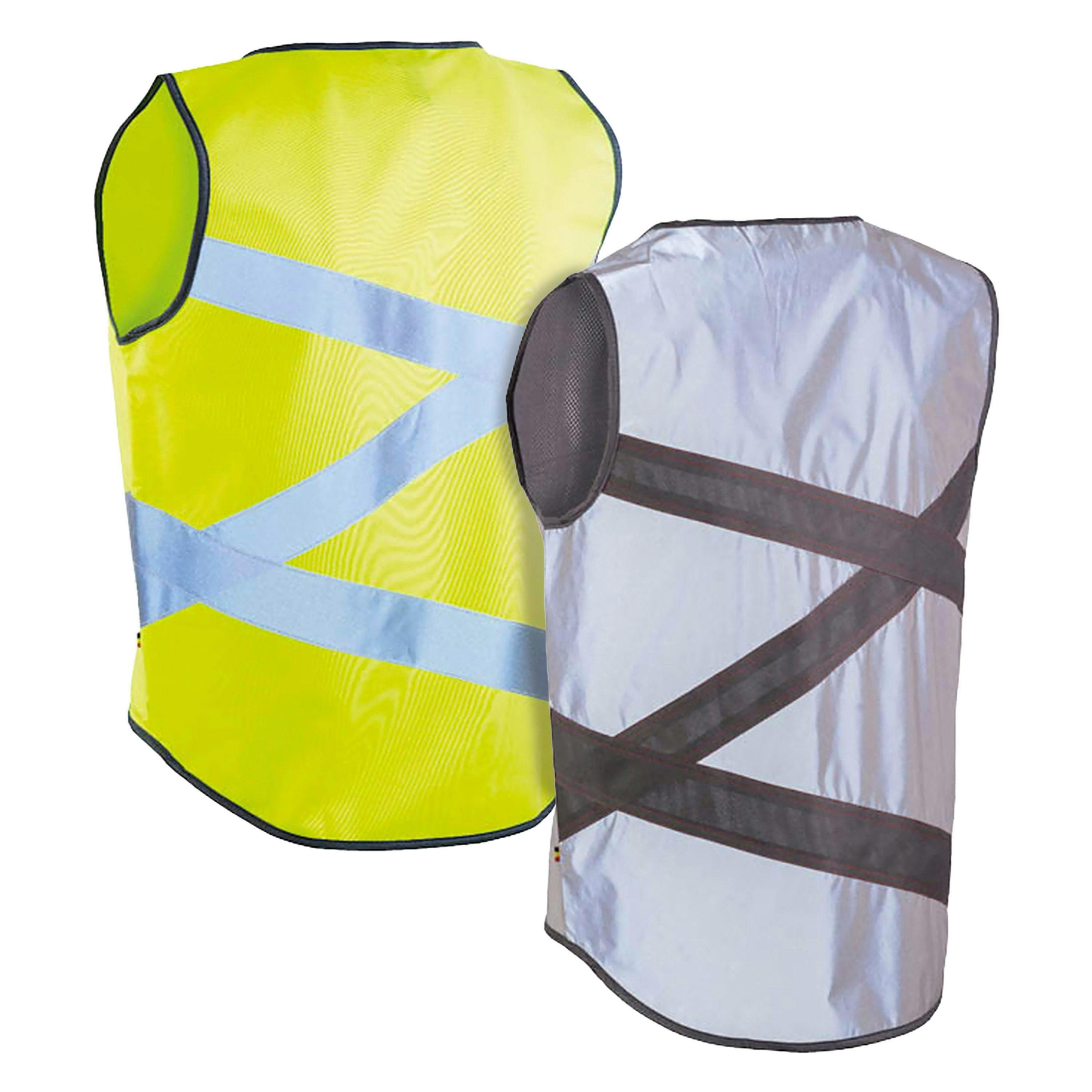 2 Pack Crossroad Reflective Hi Vis Cycling Vests Yellow Silver Gilet , view 2 of 5