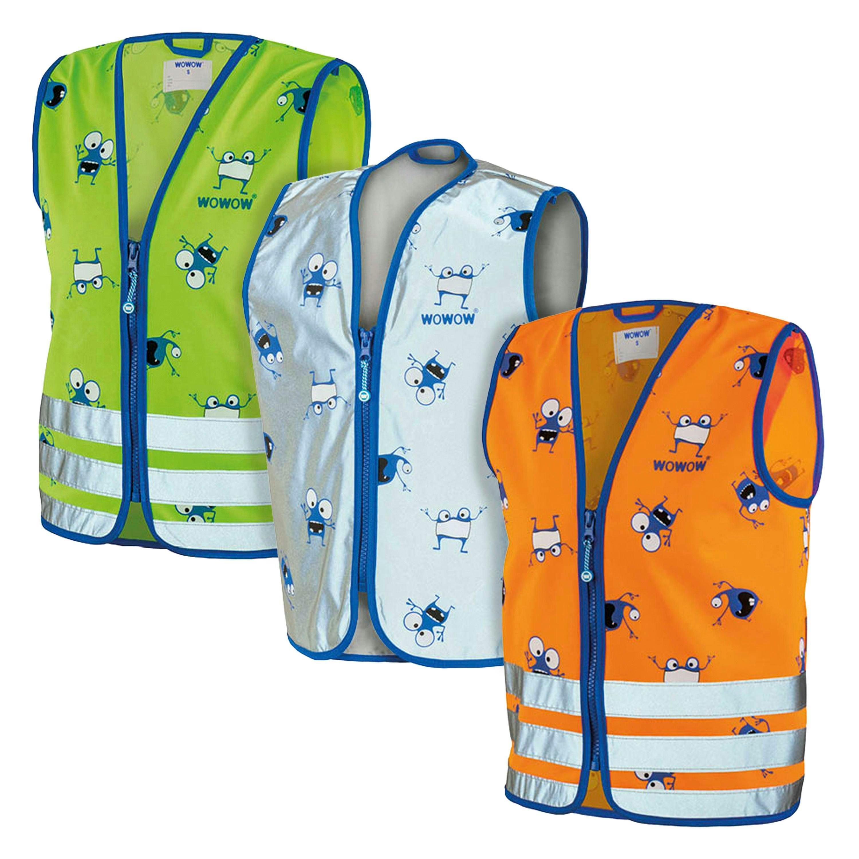 3 Pack Kids Reflective Hi Vis Vests | Silver Green Orange School Cycling Gilet , view 1 of 5