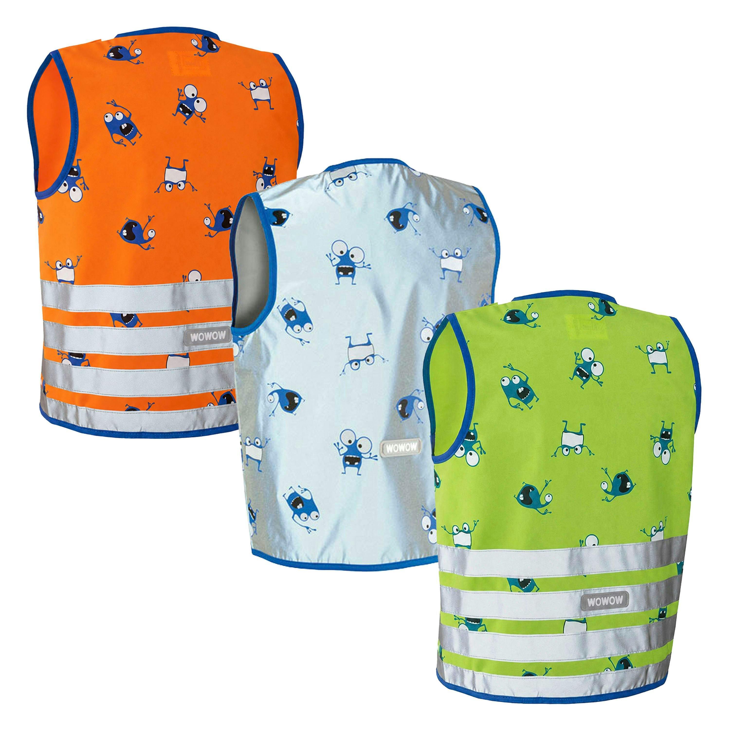 3 Pack Kids Reflective Hi Vis Vests | Silver Green Orange School Cycling Gilet , view 2 of 5