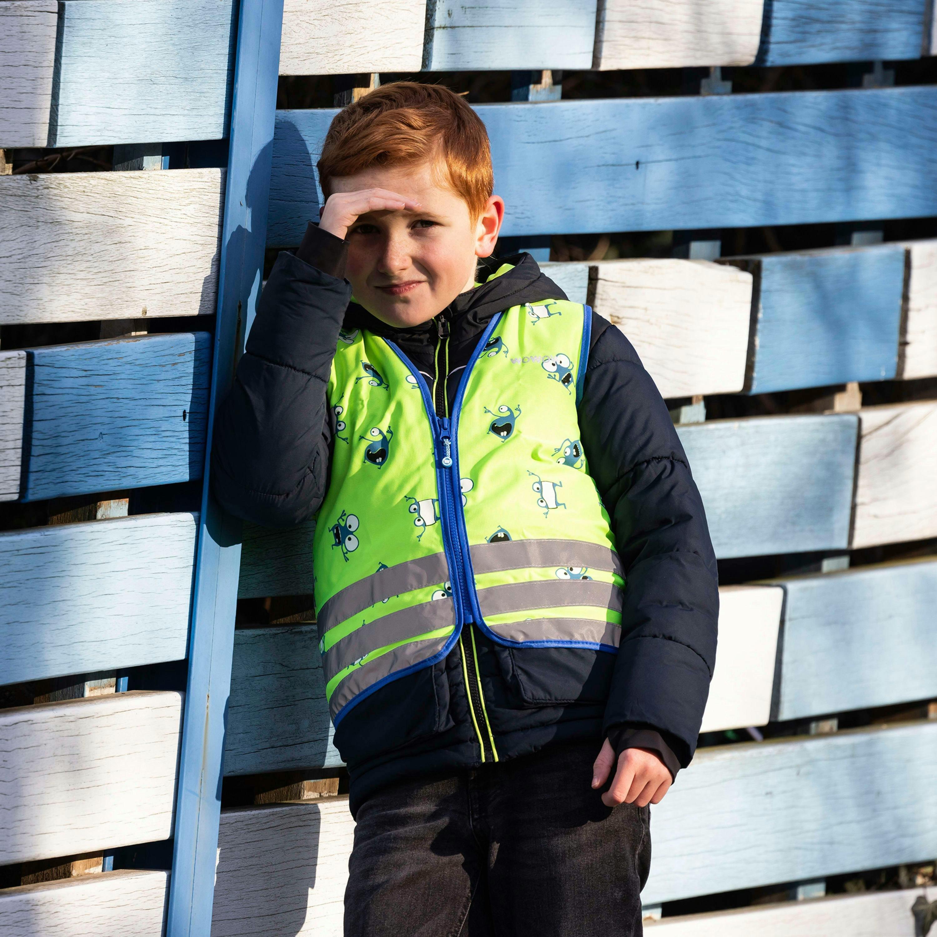3 Pack Kids Reflective Hi Vis Vests | Silver Green Orange School Cycling Gilet , view 4 of 5