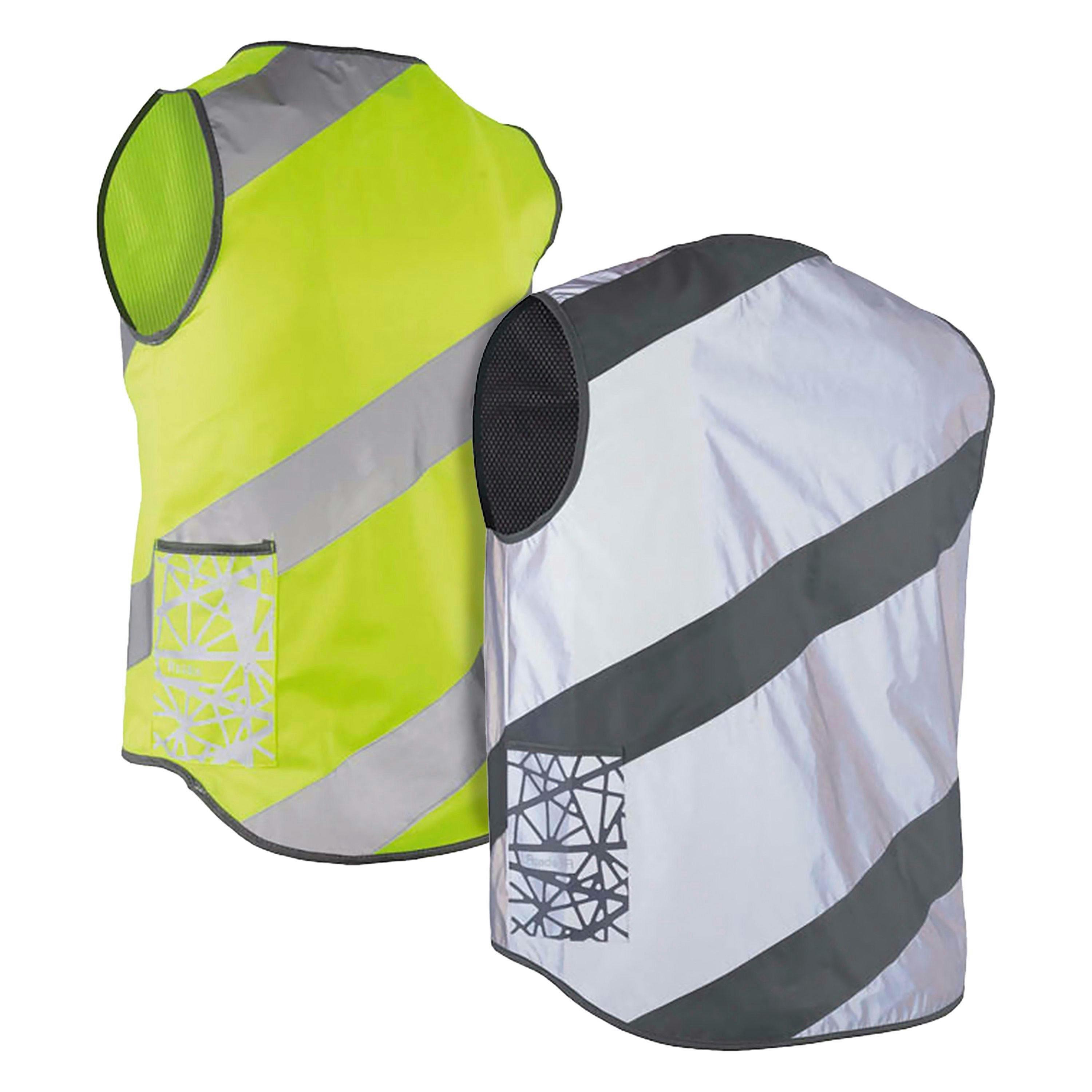 2 Pack Mens Ladies Reflective Hi Vis Roadie Cycling Vests Yellow Silver , view 2 of 5