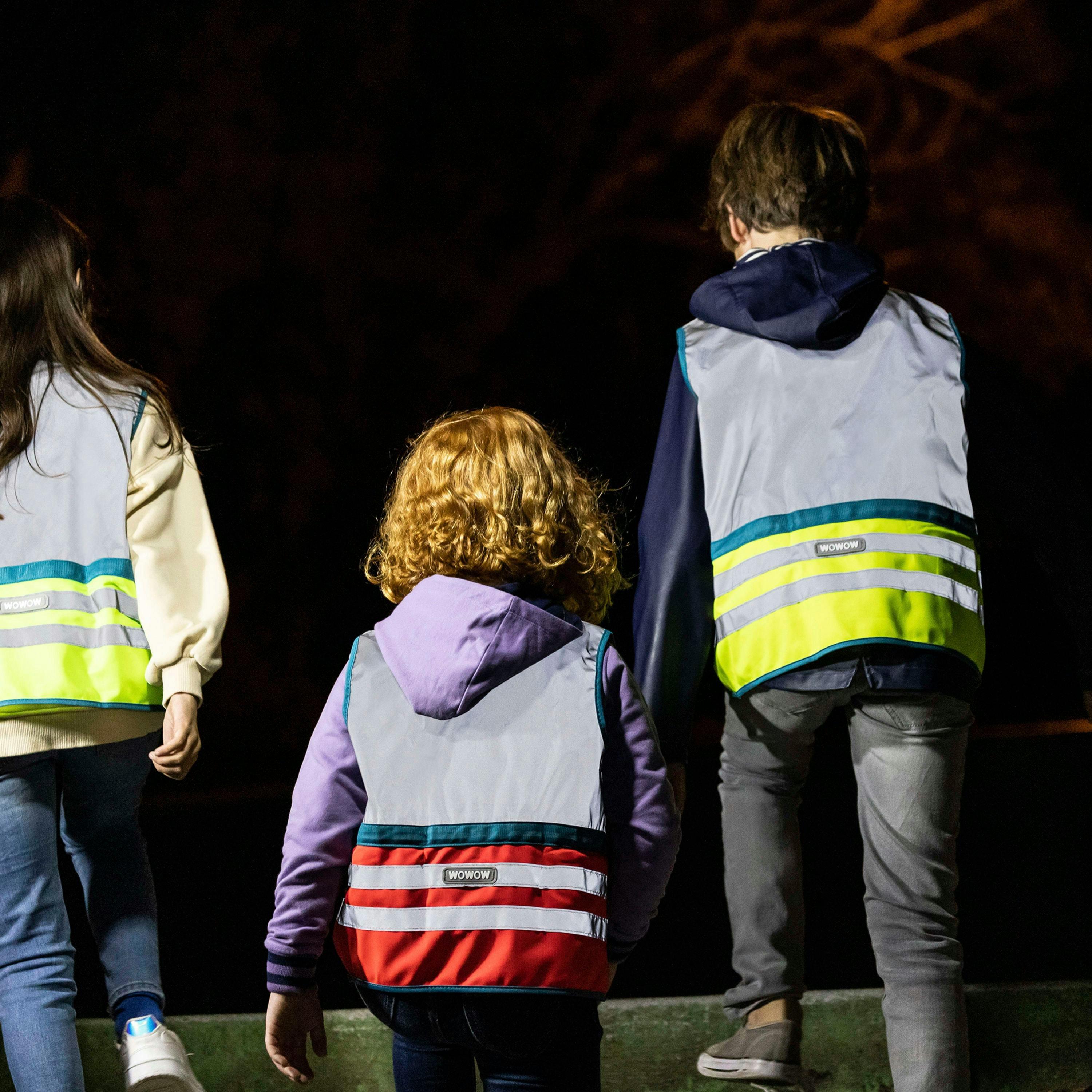 3 Pack Kids Hi Vis Full Reflective Vests | Green Red Yellow Gilet for Girls Boys , view 3 of 5