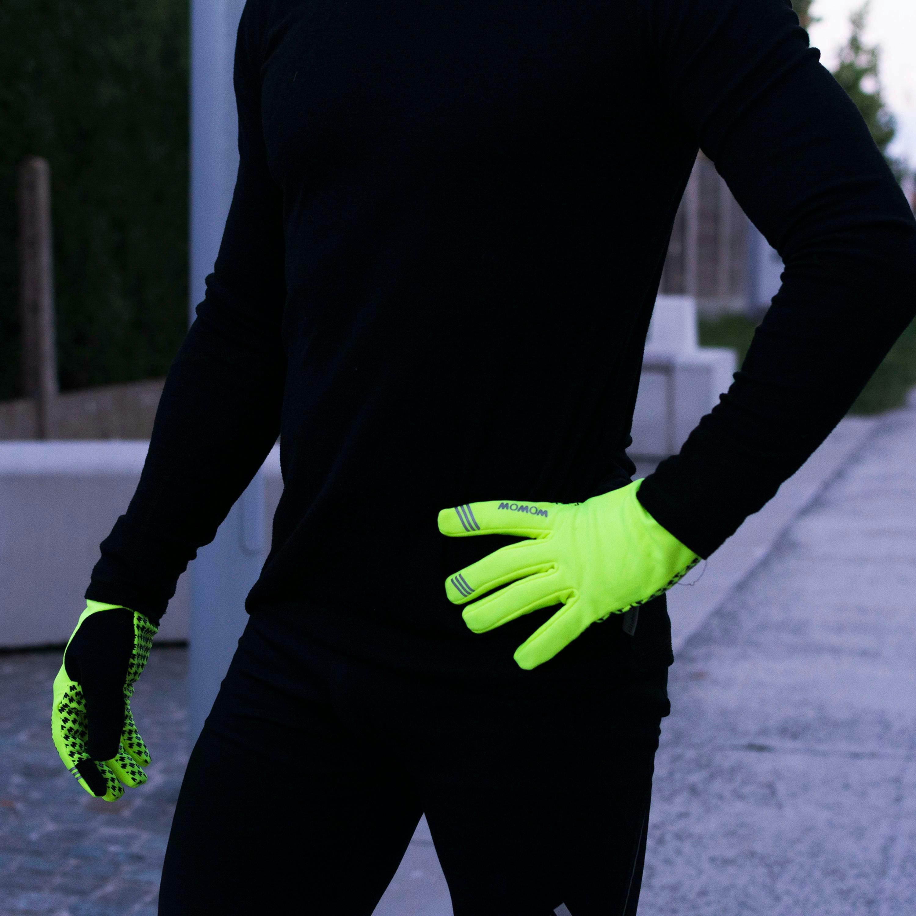Mens Ladies Yellow Morning Breeze Hi Vis Reflective Cycling Touchscreen Gloves , view 4 of 5