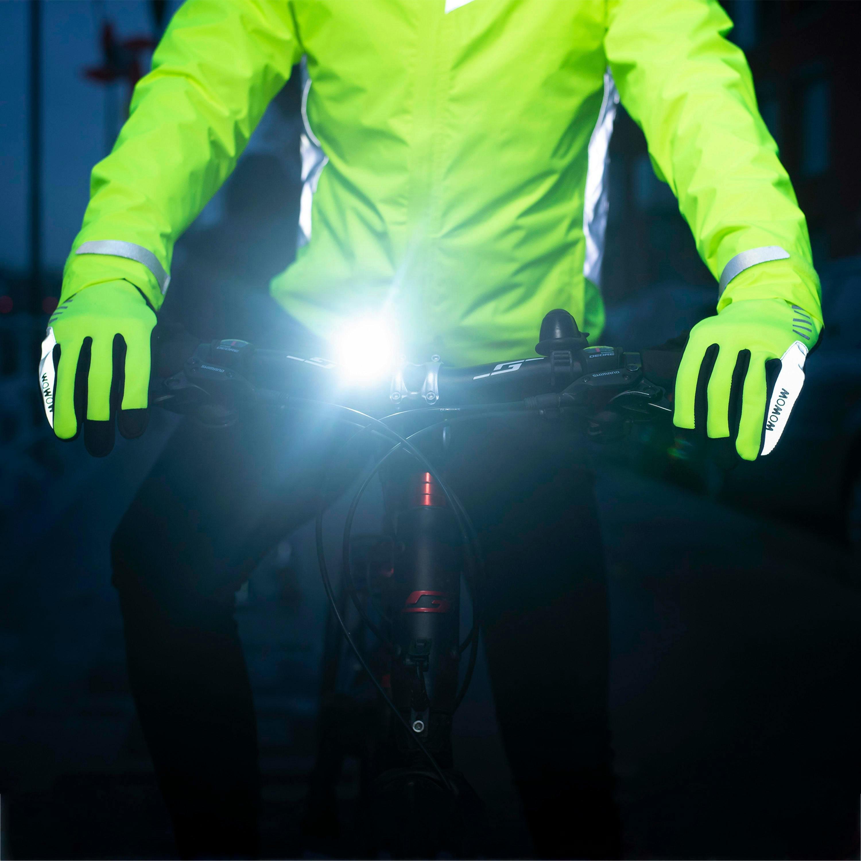 Mens Ladies Hi Vis Windproof Winter Yellow Touchscreen Grip Gel Padded Gloves , view 3 of 5