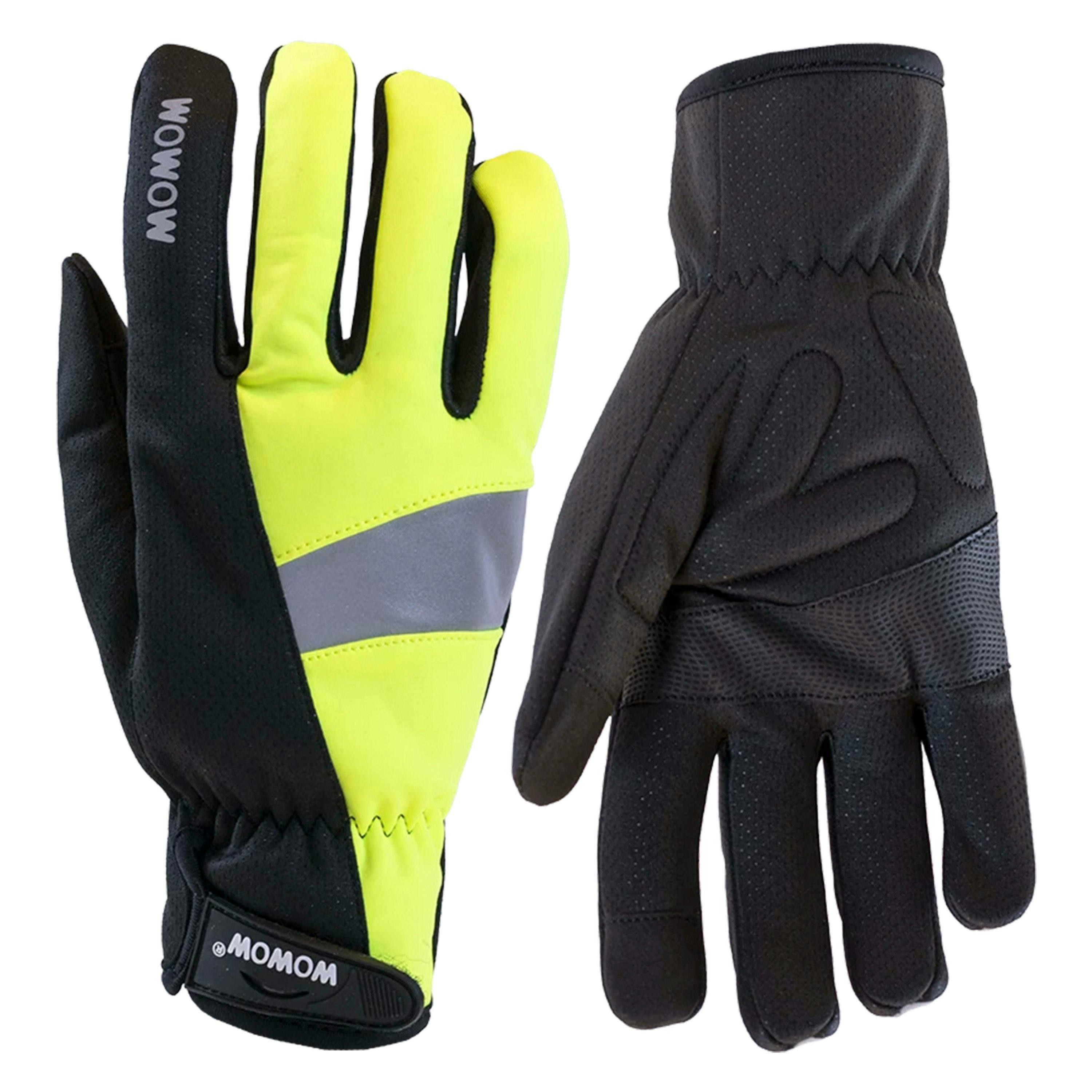 Mens Ladies Cycle Yellow Black Hi Vis Windproof Cycling Gloves with Touchscreen , view 3 of 5