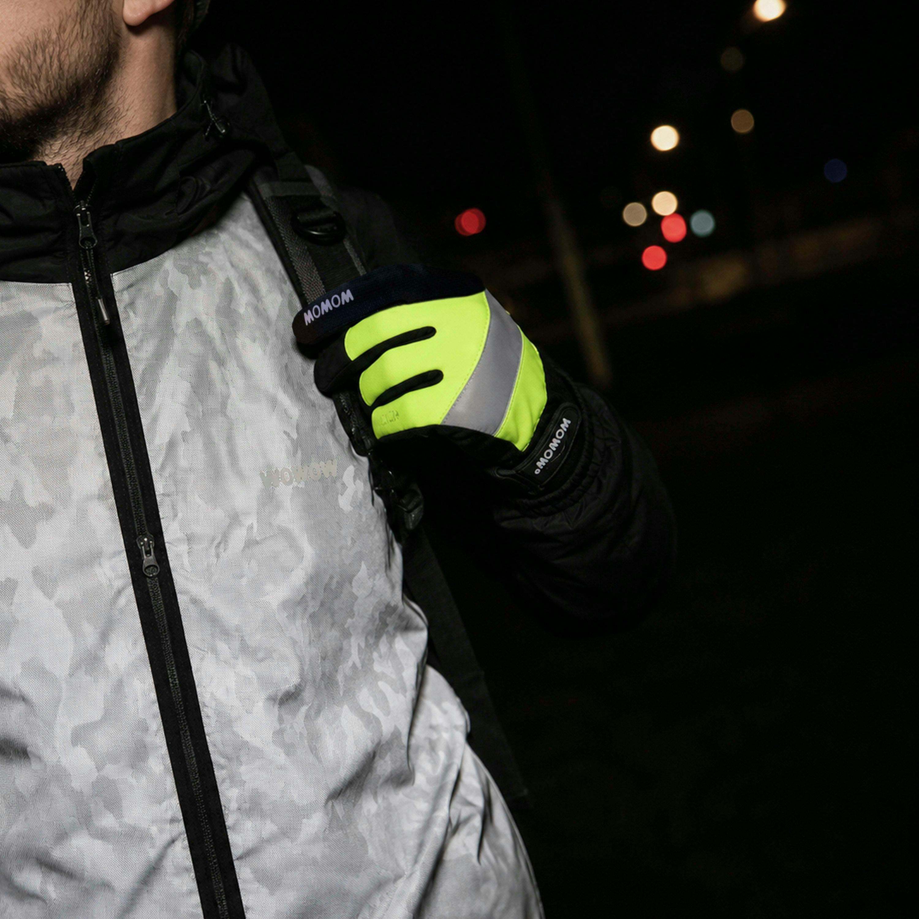 Mens Ladies Cycle Yellow Black Hi Vis Windproof Cycling Gloves with Touchscreen , view 5 of 5