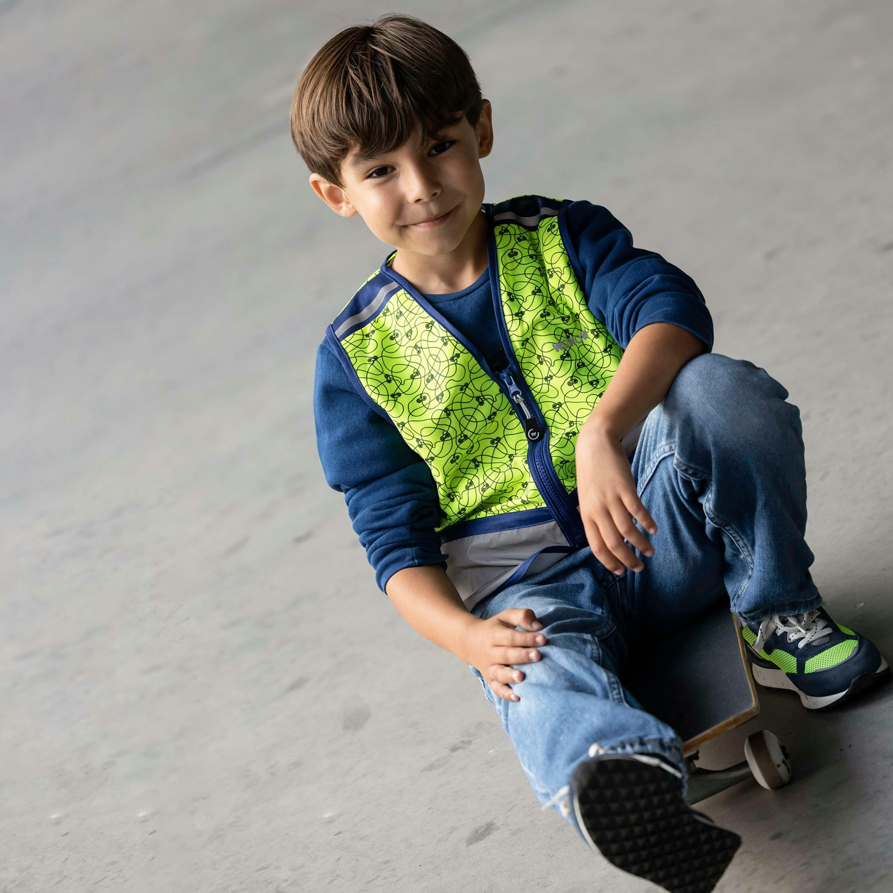 Kids Zippy Yellow Full Reflective Windproof Vest Breathable Gilet , view 4 of 5