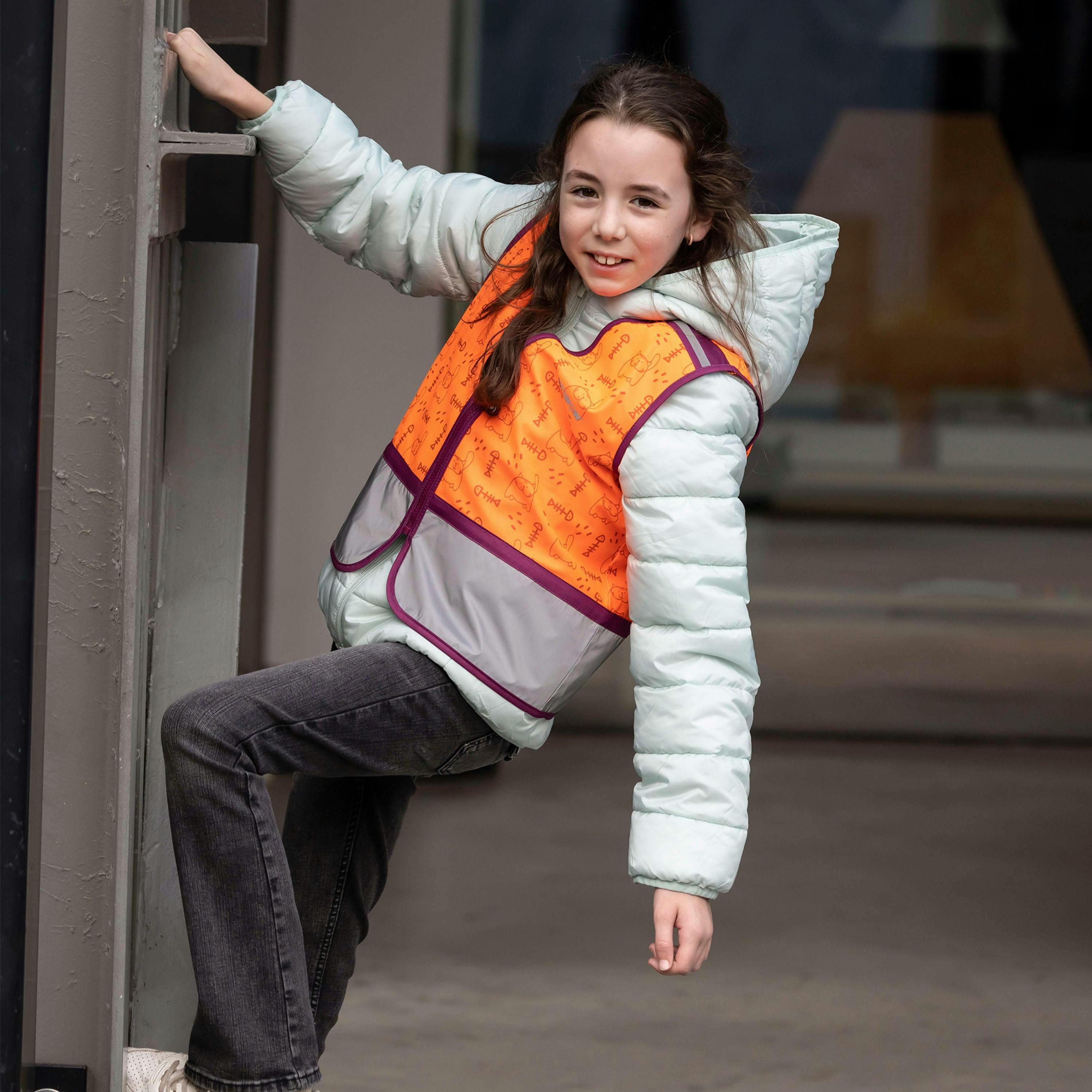 Kids Zippy Orange Full Reflective Windproof Vest Breathable Gilet , view 3 of 5