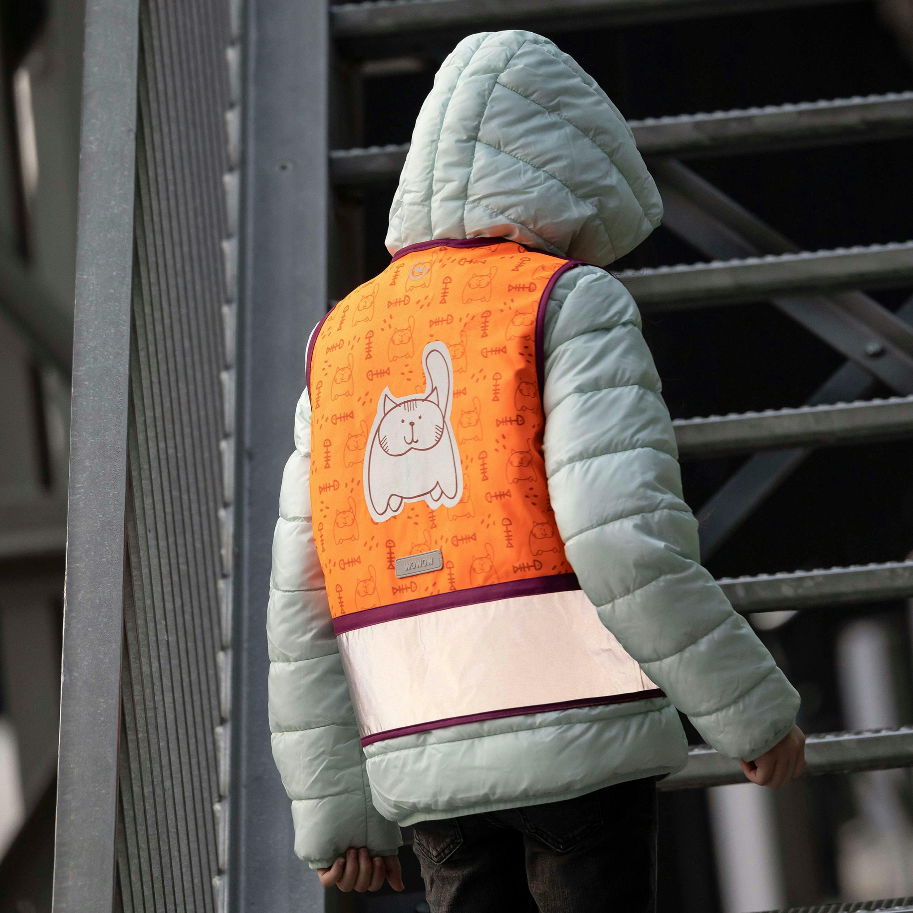 Kids Zippy Orange Full Reflective Windproof Vest Breathable Gilet , view 5 of 5