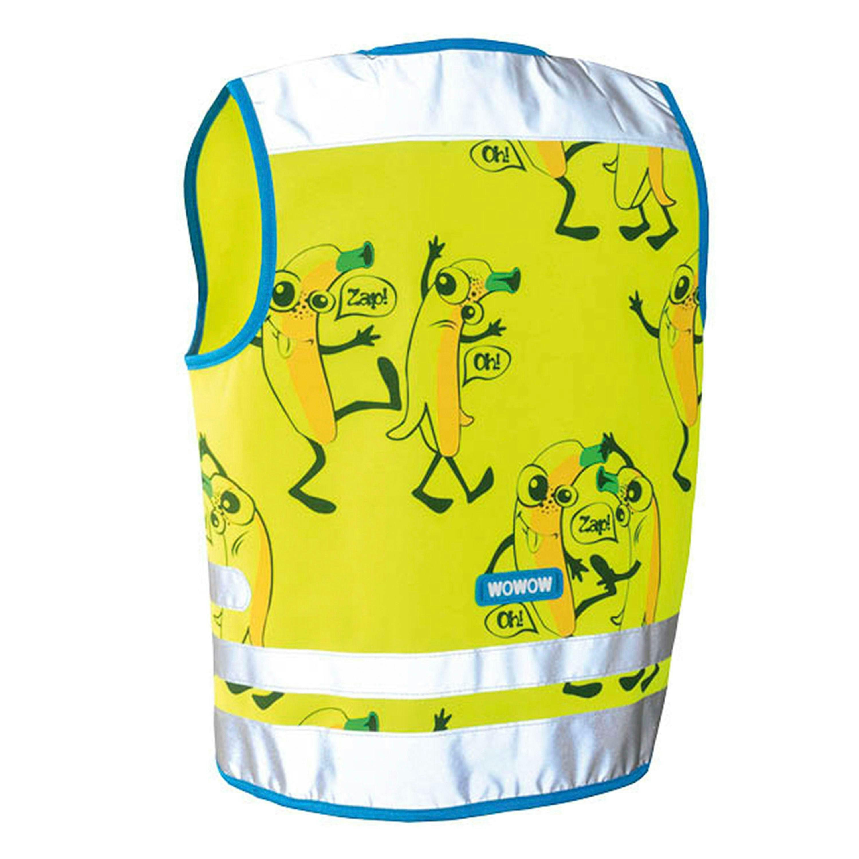 Yellow Hi Vis Reflective Vest for Kids | Comic Veggie School Outdoor Gilet , view 2 of 5
