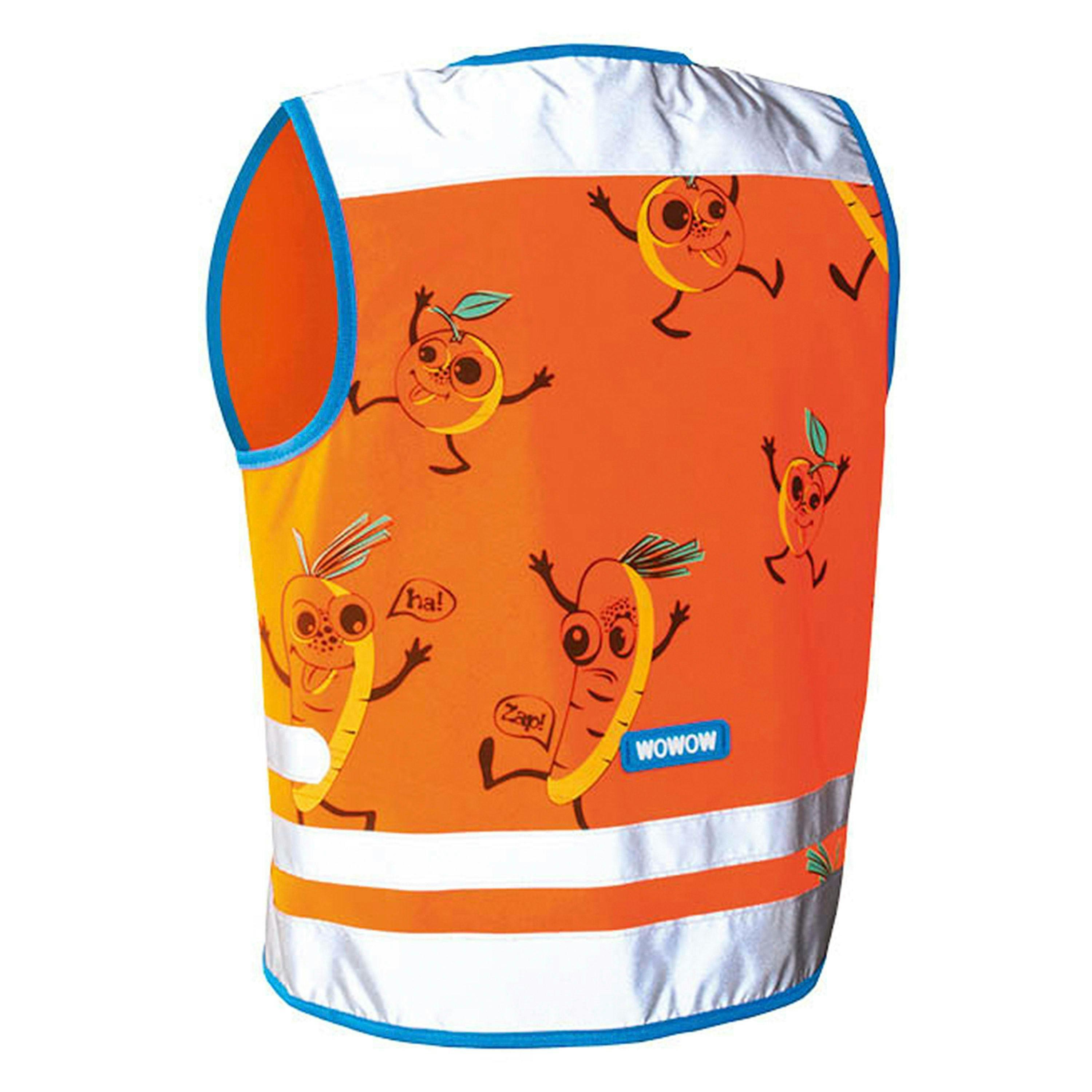 Orange Hi Vis Reflective Vest for Kids | Comic Veggie School Outdoor Gilet , view 2 of 5