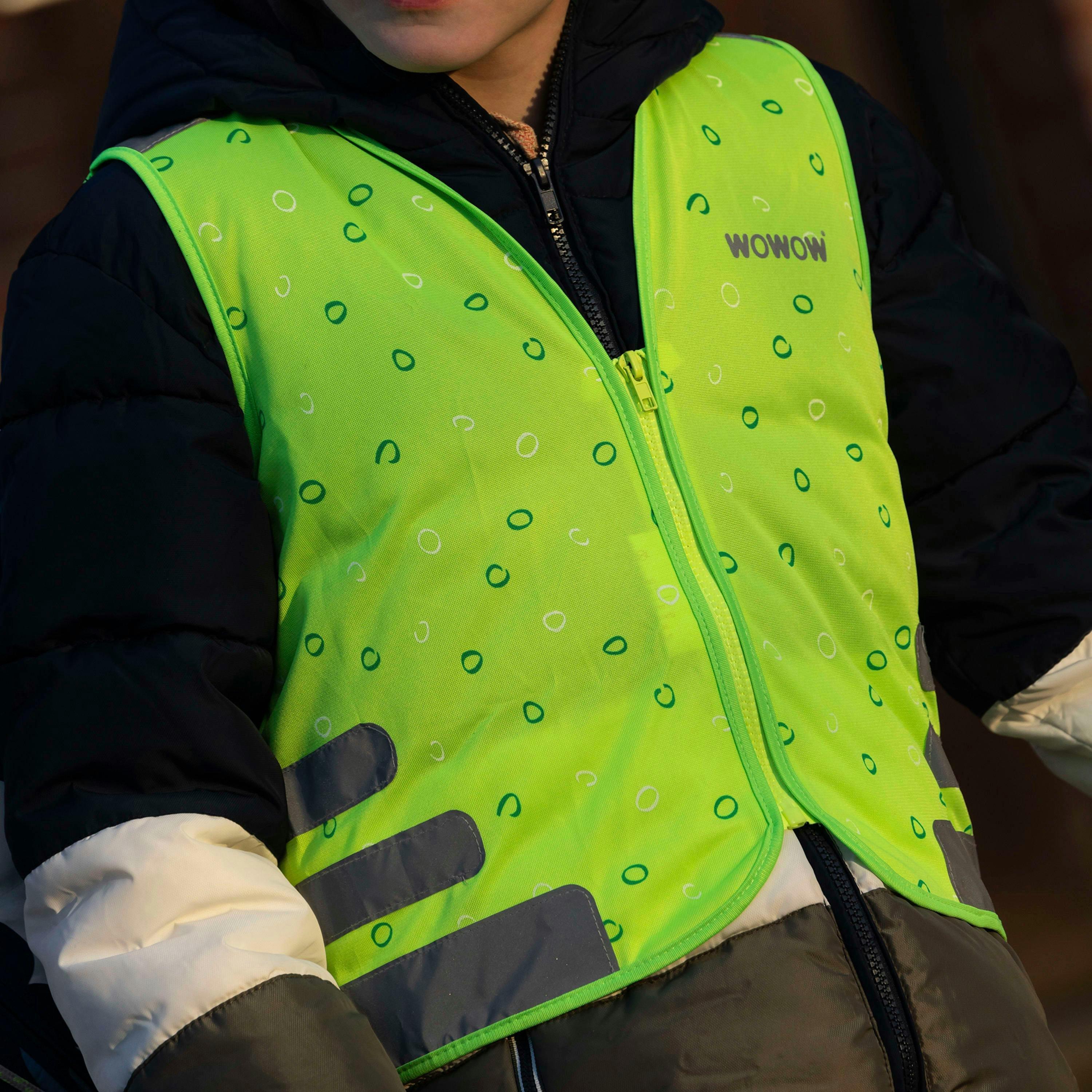 Nutty Green Hi Vis Reflective Vest for Kids | School Outdoor Gilet with Pockets , view 3 of 5