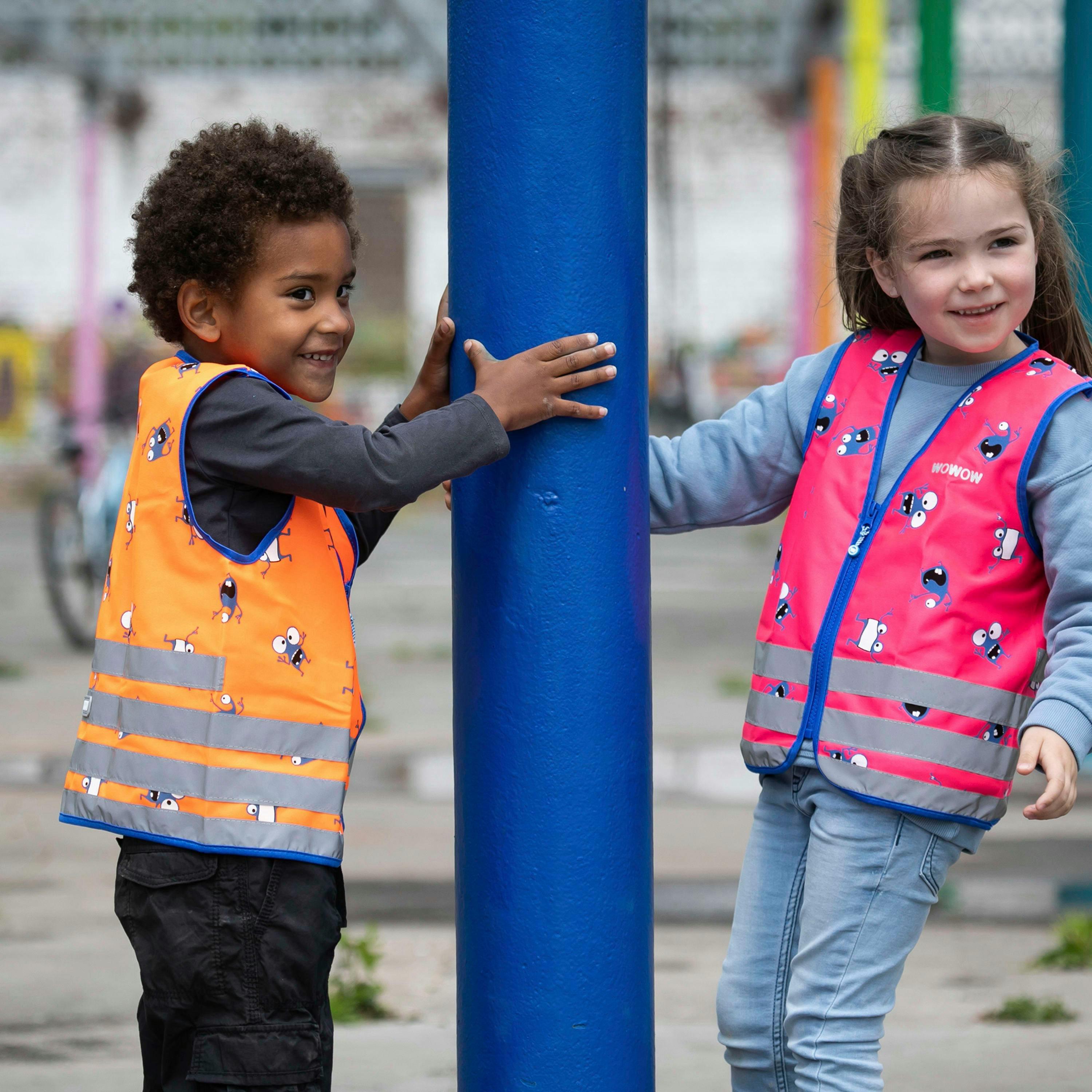 Goyo Orange Hi Vis Reflective Patterned Vest for Kids | School Outdoor Gilet , view 4 of 5