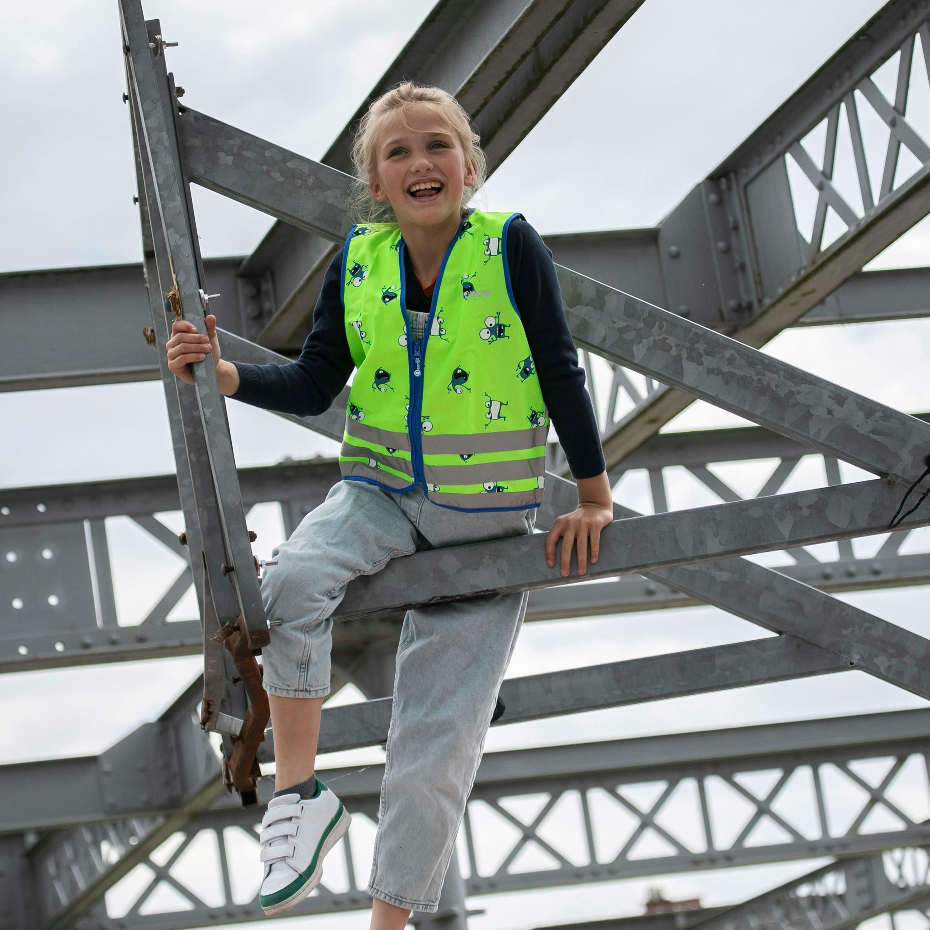 Goyo Green Hi Vis Reflective Patterned Vest for Kids | School Outdoor Gilet , view 4 of 5