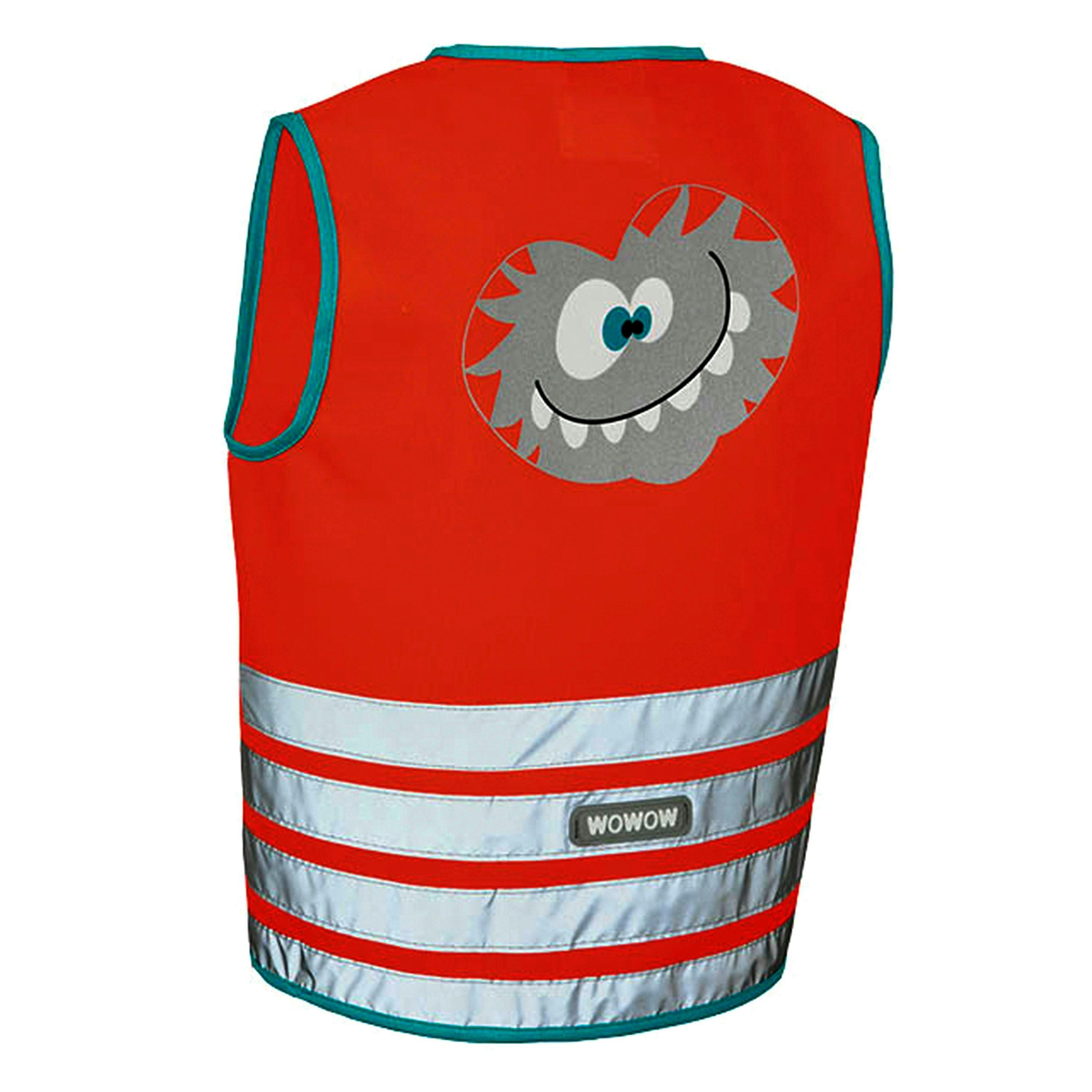Kids Hi Vis Reflective Vest | Red Crazy Monster Outdoor Gilet , view 2 of 5